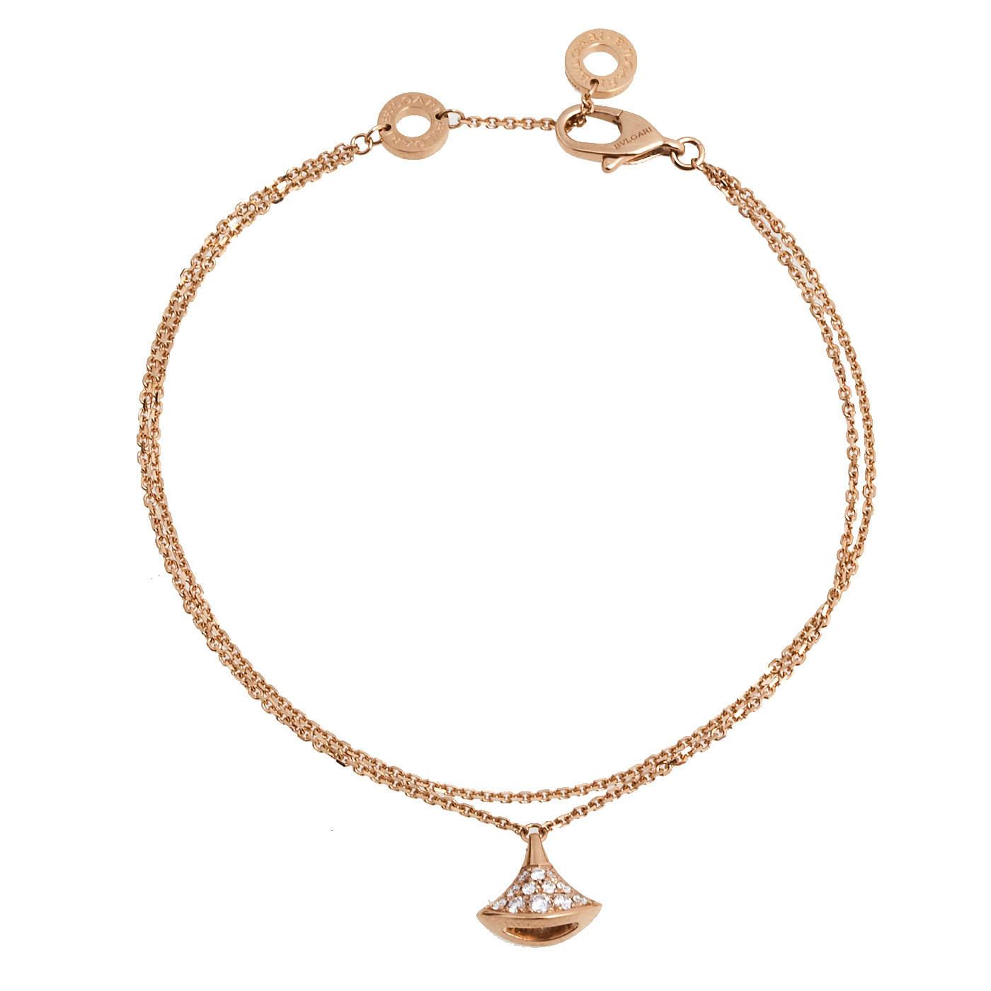 Pre Owned Bvlgari Divas' Dream Diamond 18K Rose Gold Bracelet M/L