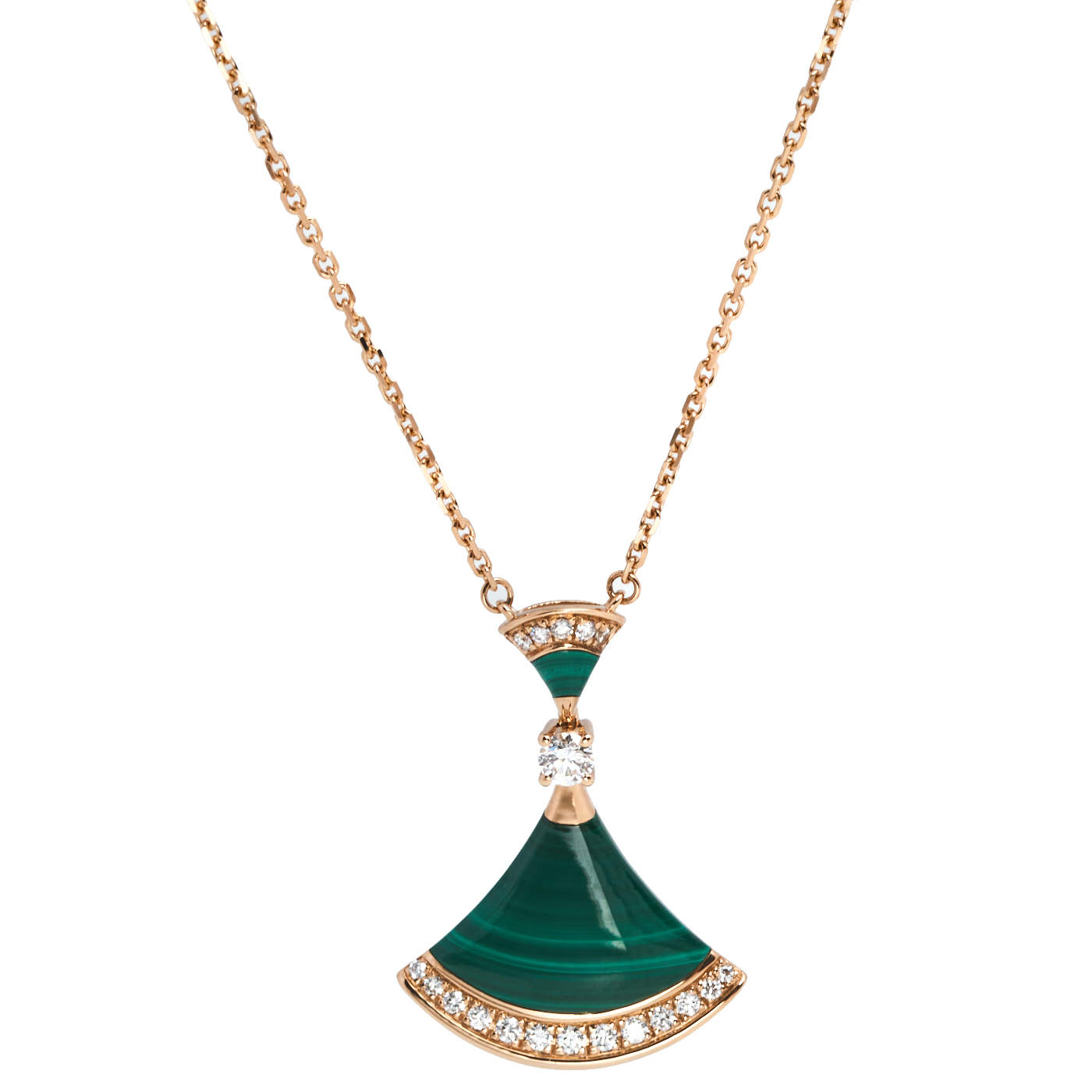 Bvlgari Divas' Dream Malachite Diamond 18K Rose Gold Pendant Necklace