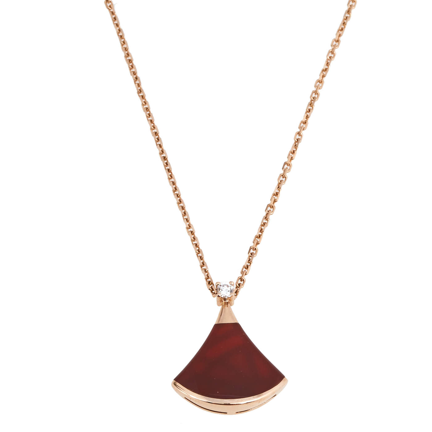 Pre Owned Bvlgari Divas' Dream Carnelian Diamond 18K Rose Gold Necklace