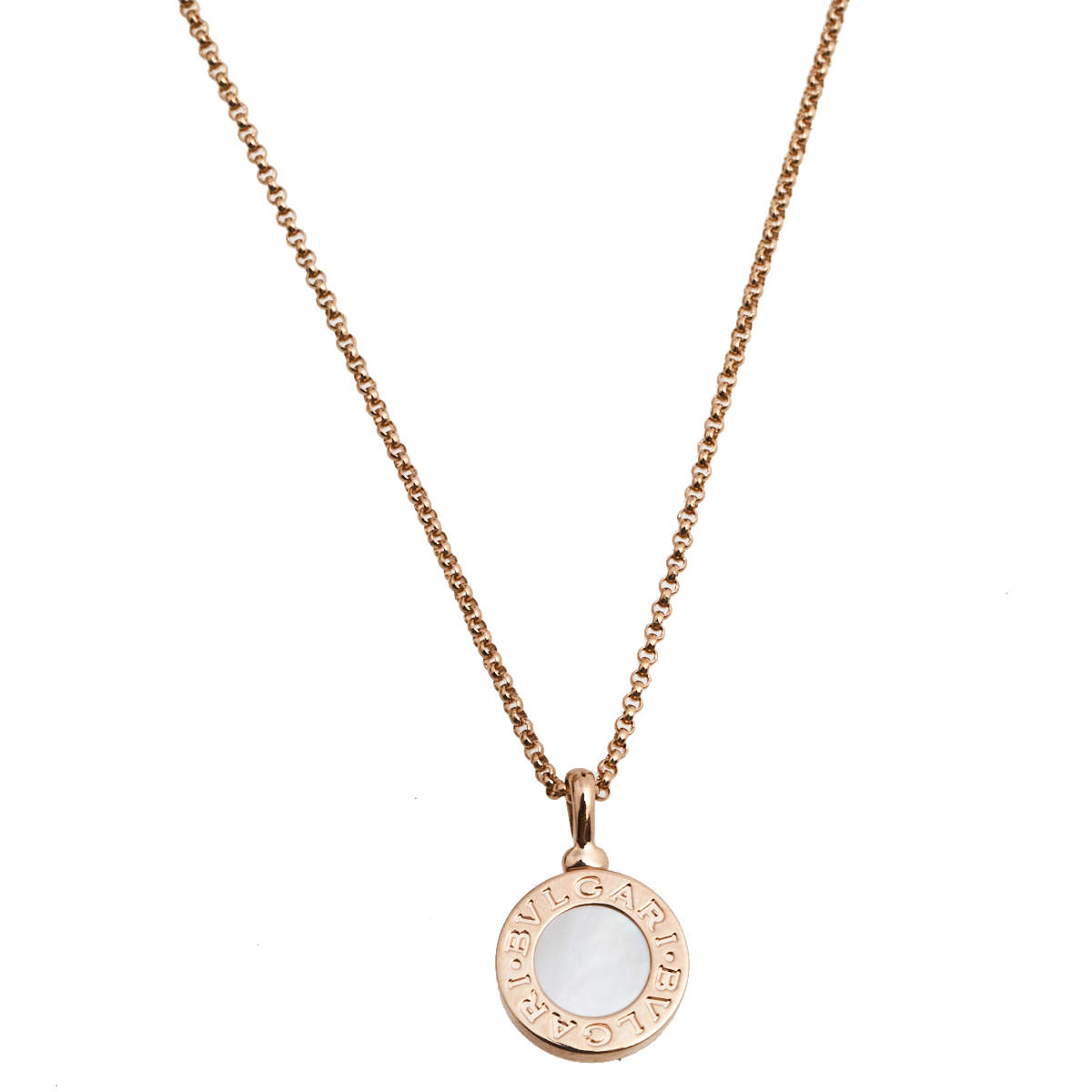Pre Owned Bvlgari Bvlgari Mother of Pearl 18K Rose Gold Pendant Necklace