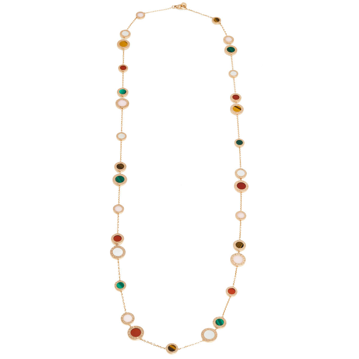 Pre Owned Bvlgari Bvlgari Multi Gemstones 18K Rose Gold Long Necklace 
