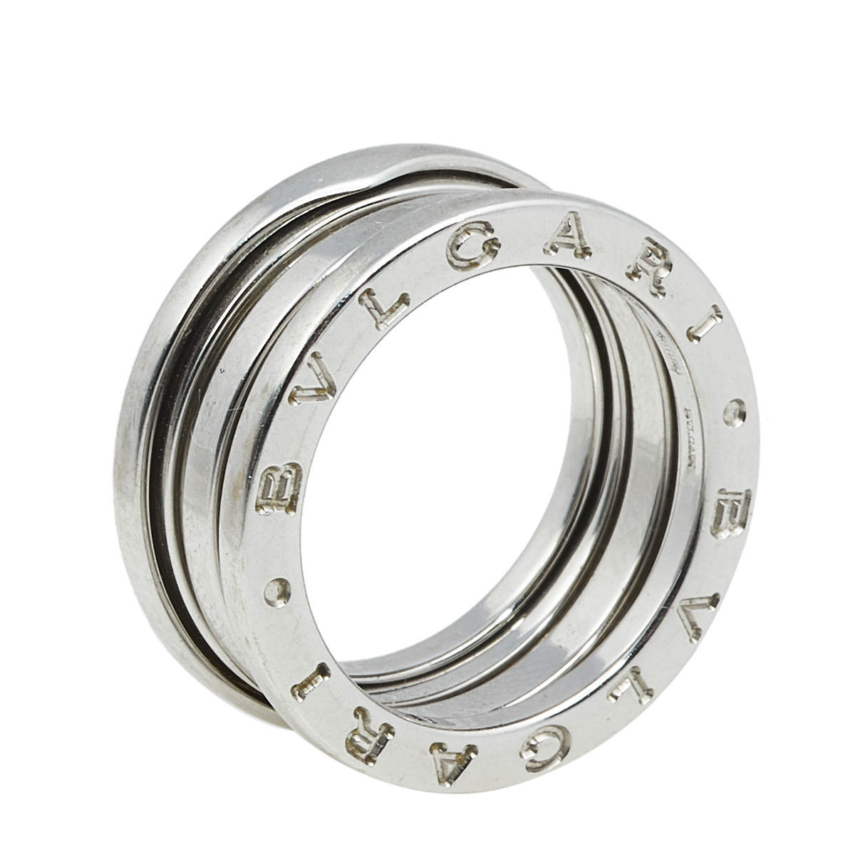 Pre Owned Bvlgari B.Zero1 18K White Gold 2-Band Ring Size 52