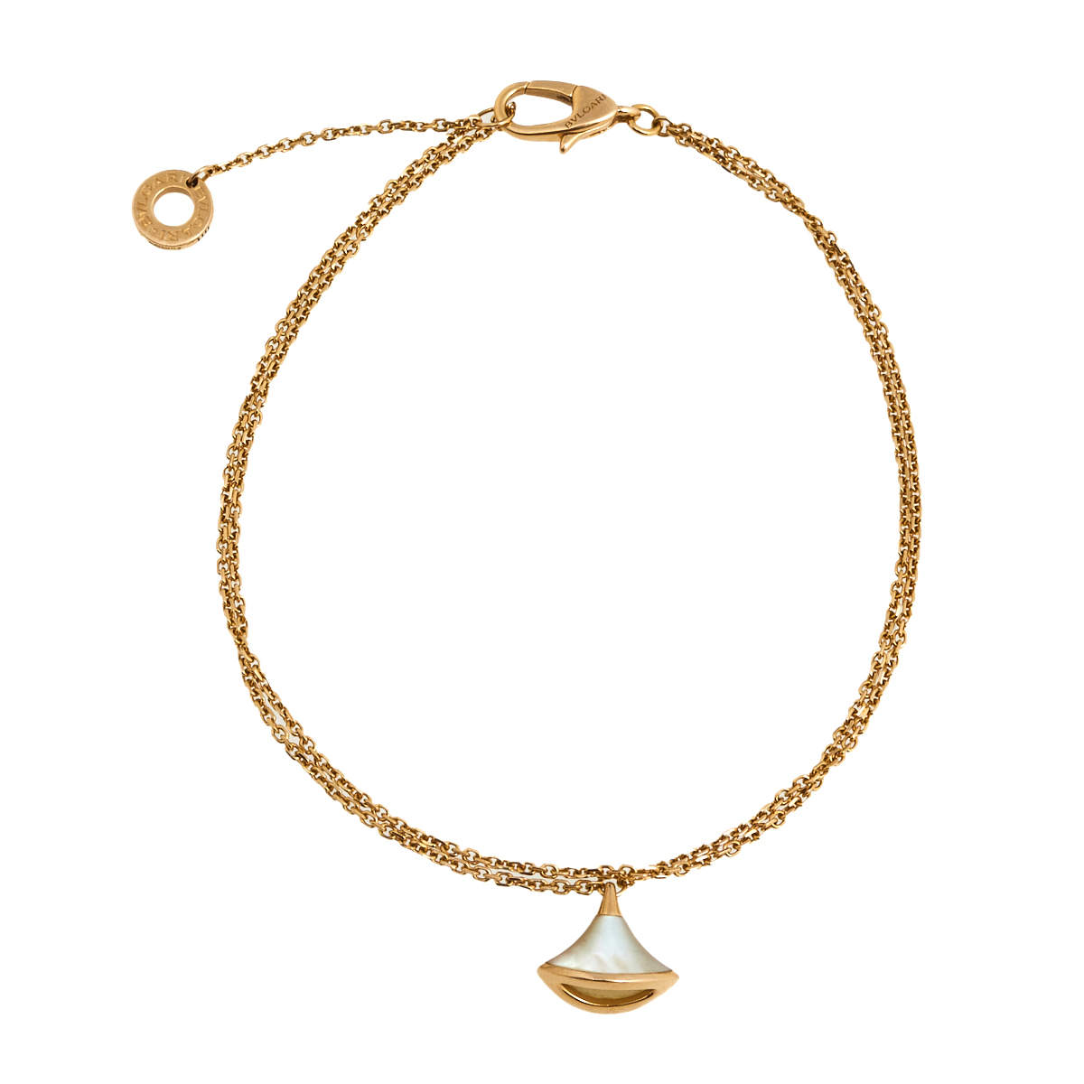 Pre Owned Bvlgari Divas' Dream Mother of Pearl 18k Rose Gold Charm Bracelet M/L