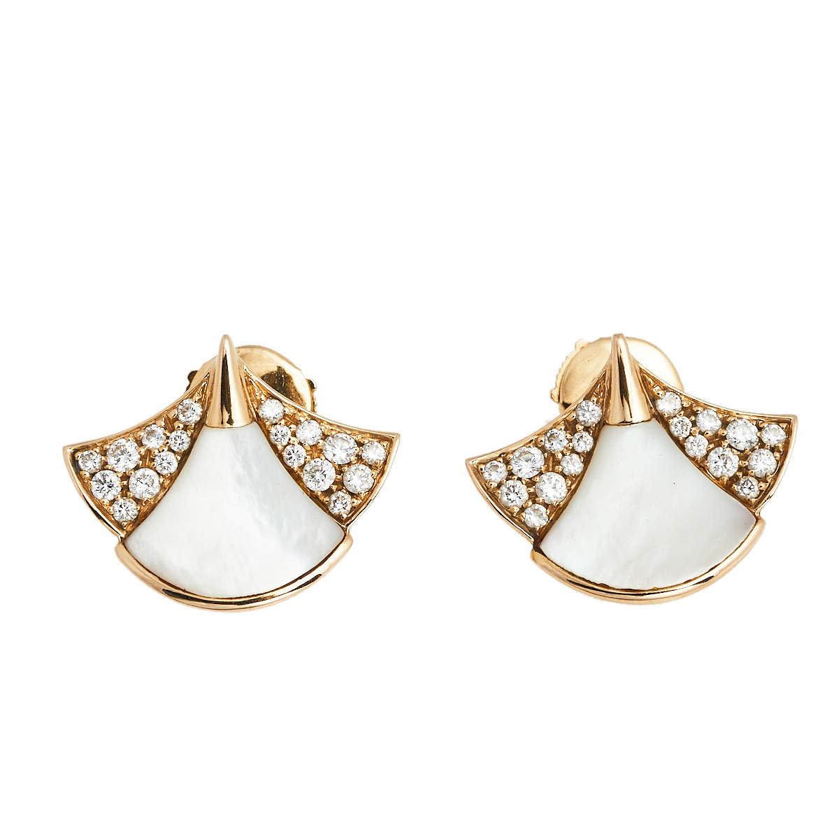 Bvlgari Divas' Dream Mother of Pearl & Diamond 18K Rose Gold Stud Earrings