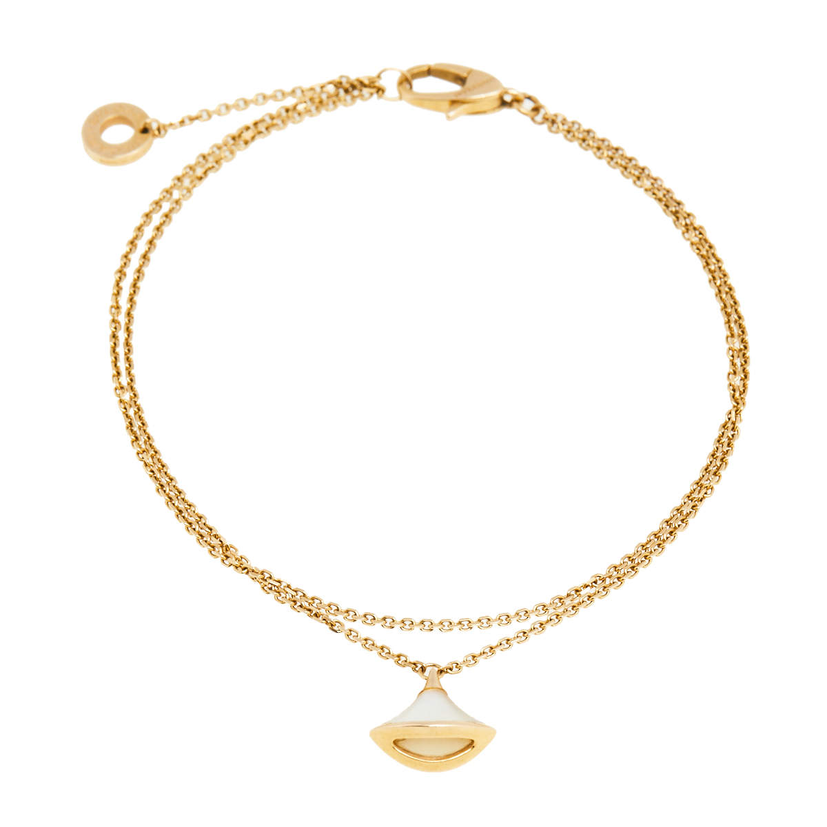 Pre Owned Bvlgari Divas' Dream Mother of Pearl 18K Rose Gold Charm Bracelet M/L