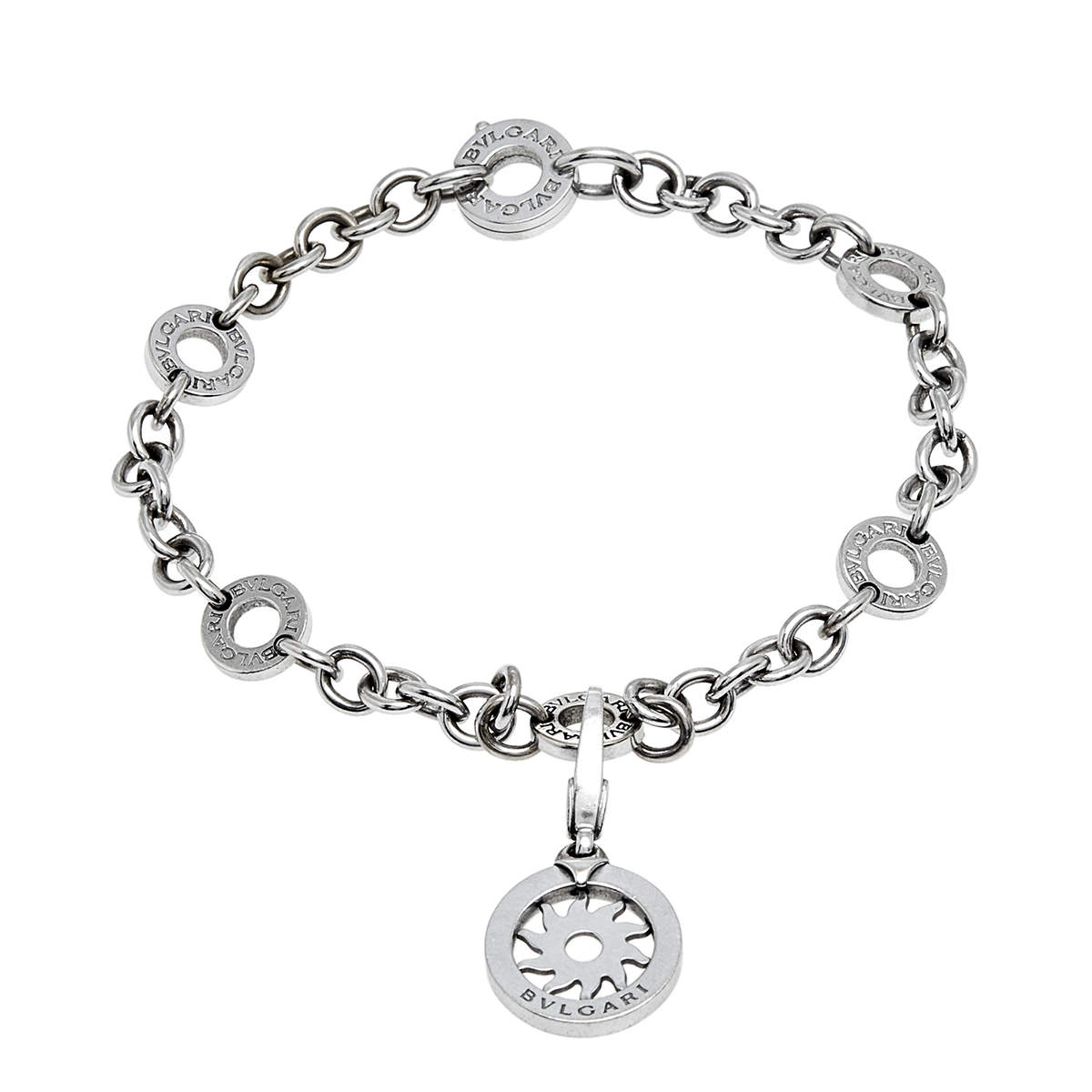 Bvlgari Sun Charm 18k White Gold Bracelet
