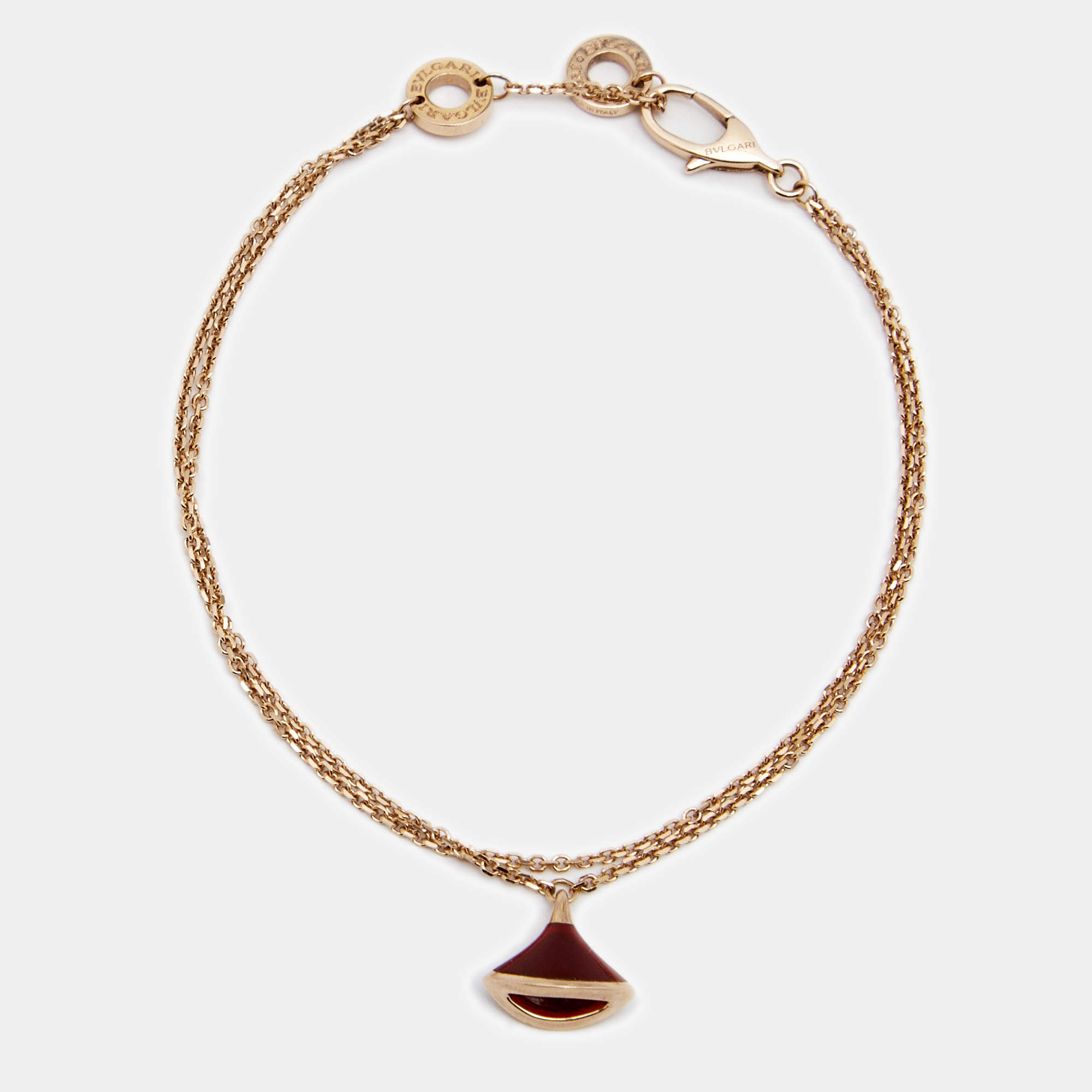 Bvlgari Divas' Dream Carnelian 18k Rose Gold Charm Bracelet SM