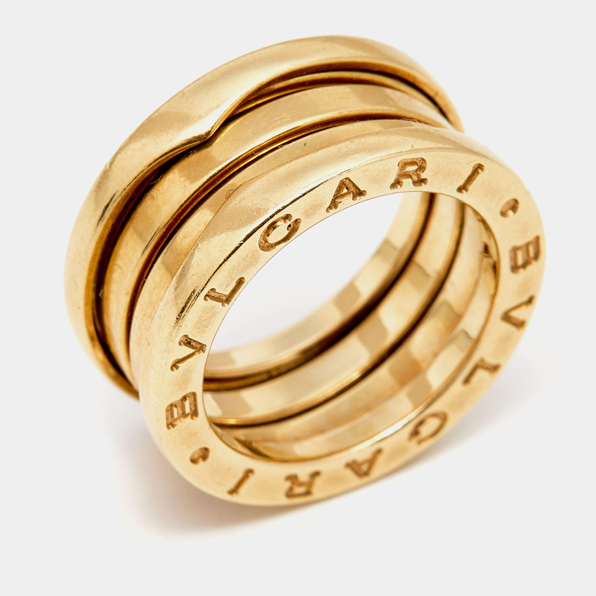 Pre Owned Bvlgari B.Zero1 18k Yellow Gold 3 Band Ring Size 47