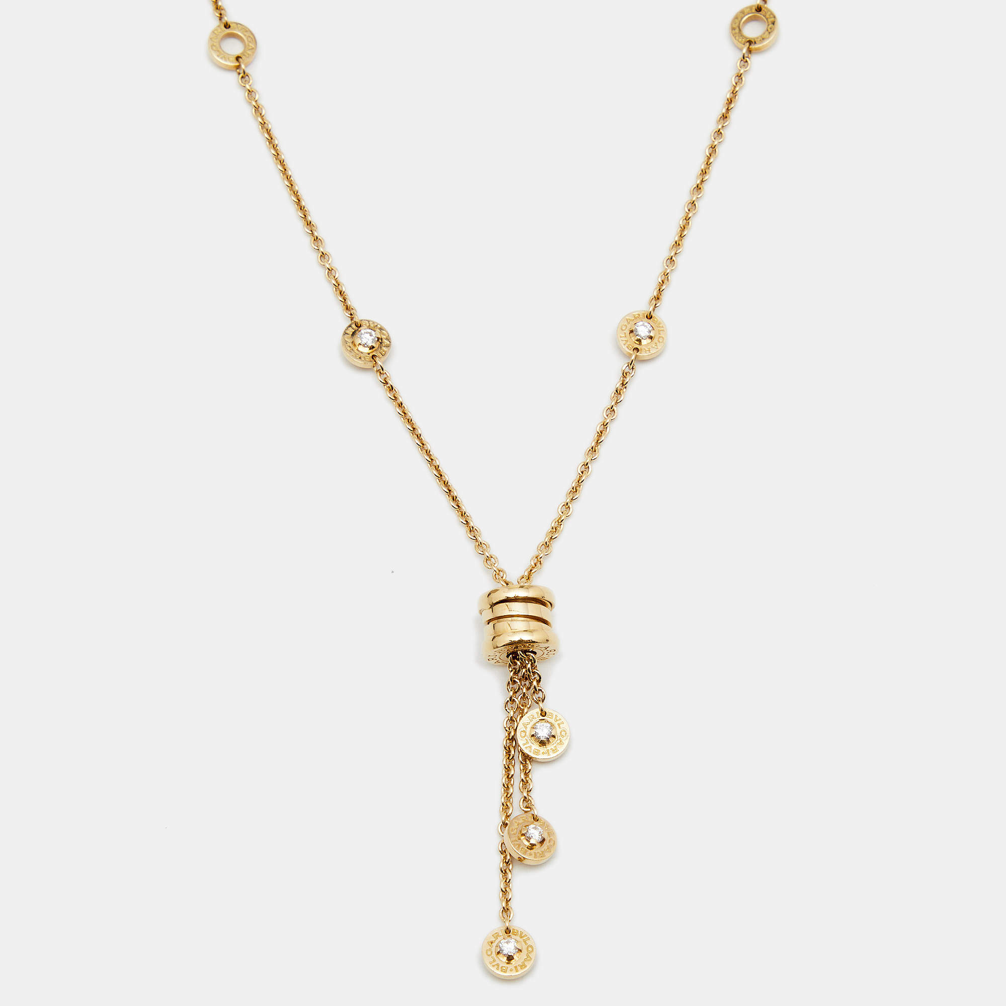 Pre Owned Bvlgari B.Zero1 Diamonds 18k Yellow Gold Necklace