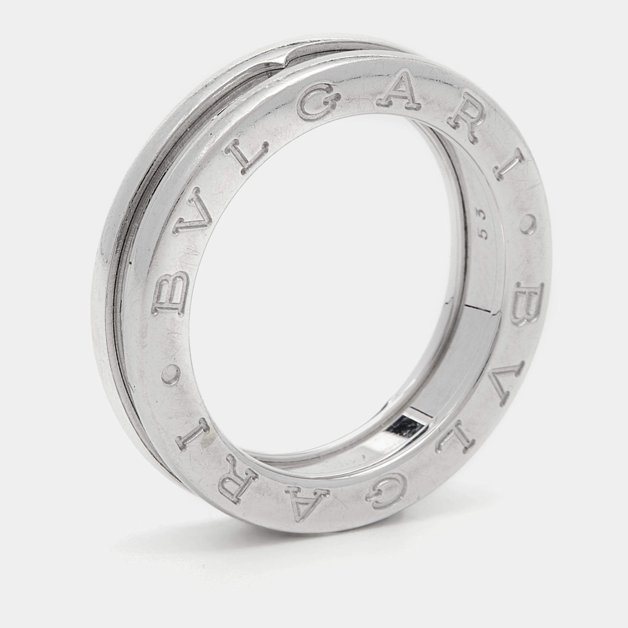 Pre Owned Bvlgari B.Zero1 18k White Gold 1-Band Ring Size 53