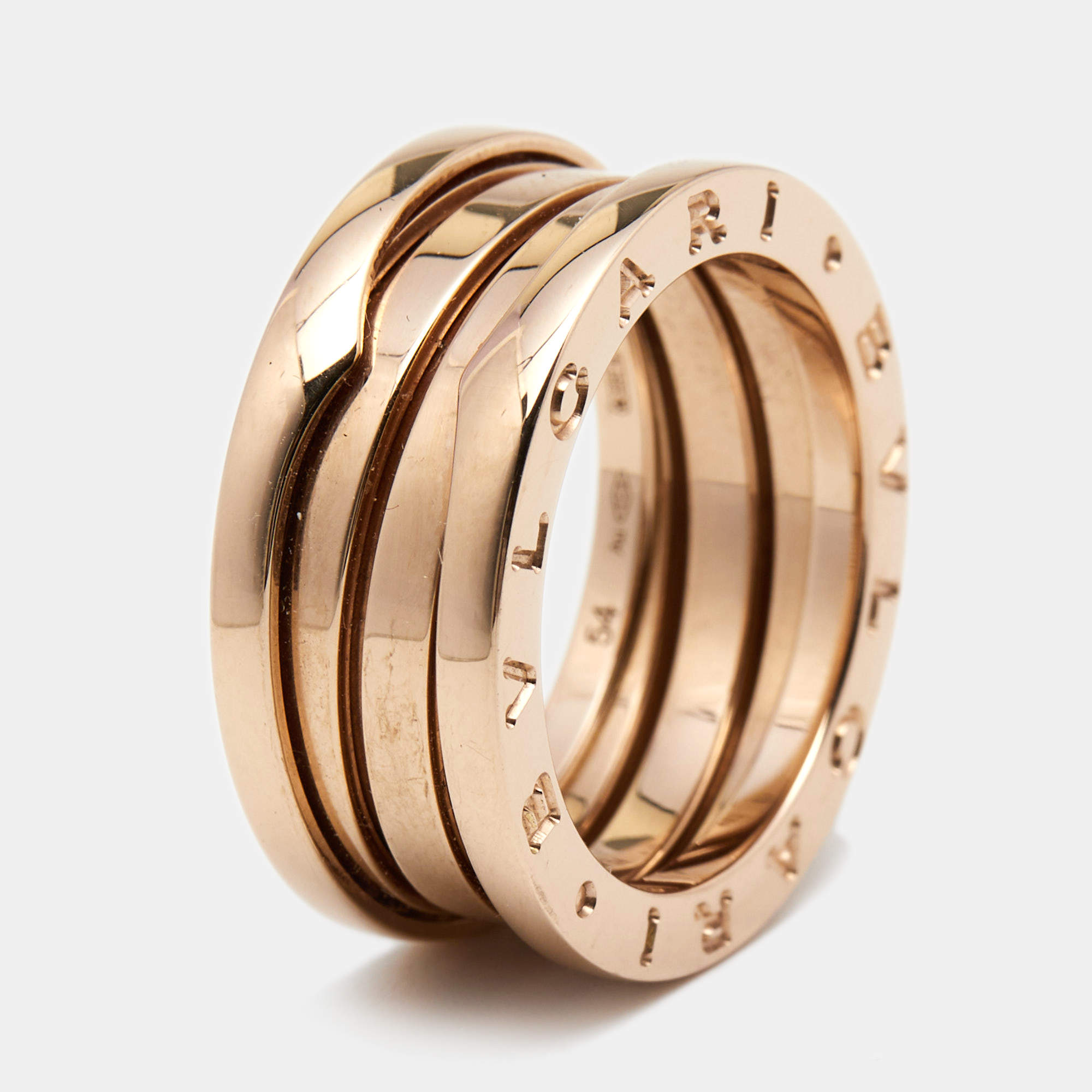 Pre Owned Bvlgari B.Zero1 18k Rose Gold 3-Band Ring Size 54