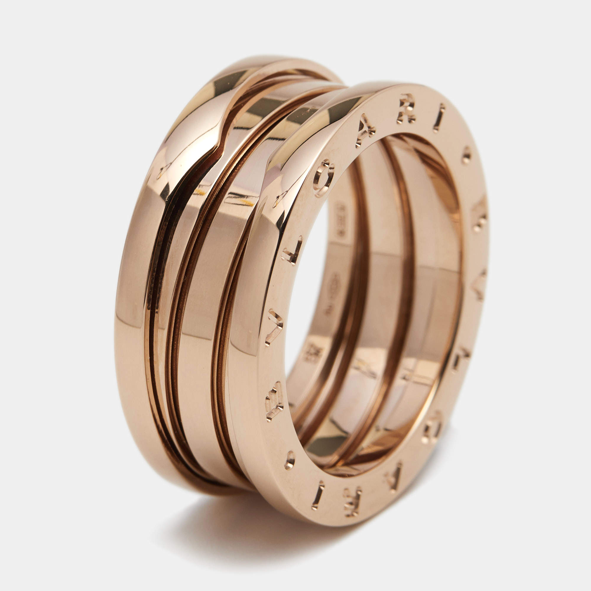 Bvlgari B.Zero1 18k Rose Gold 3-Band Ring Size 57