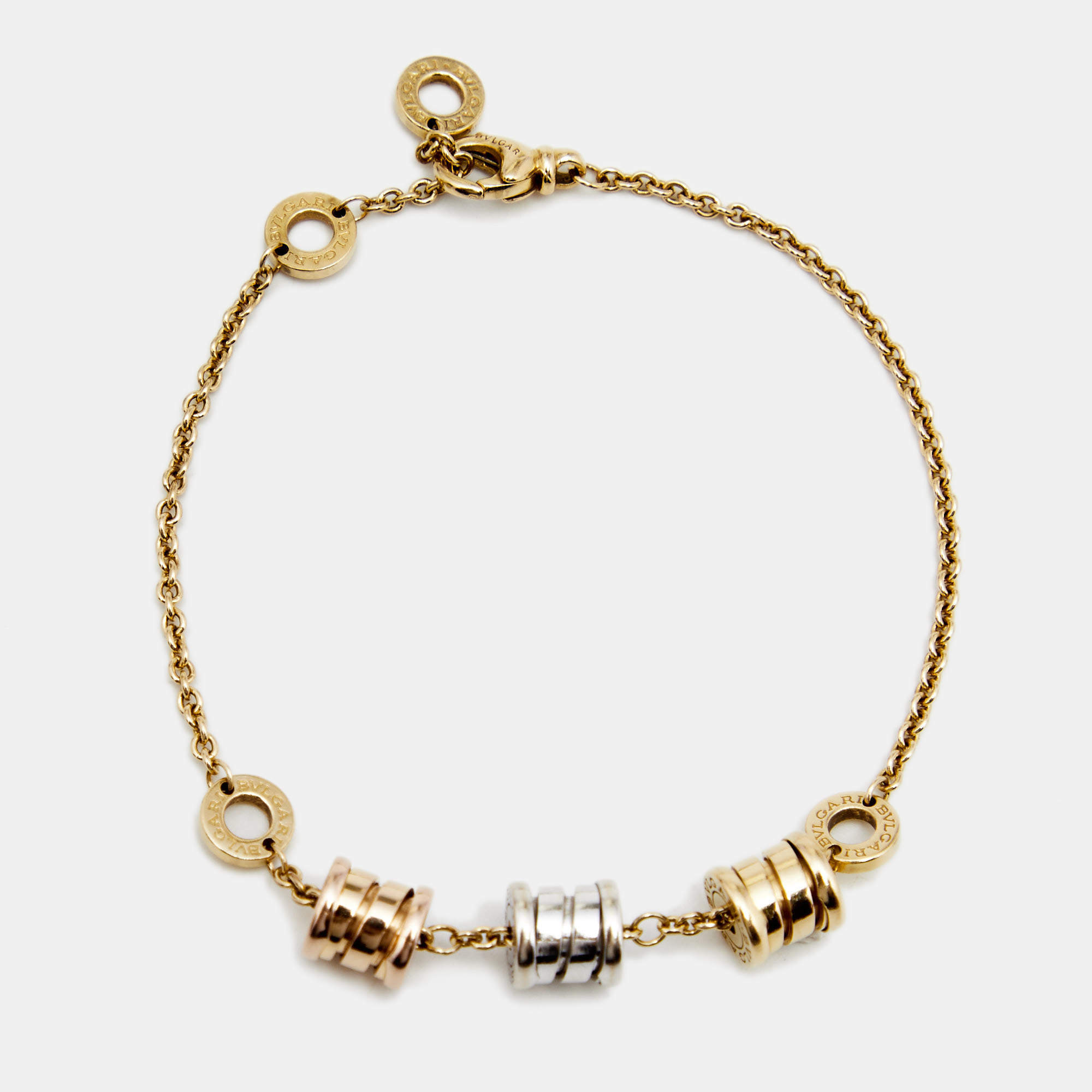 Pre Owned Bvlgari B.zero1 18K Three Tone Gold Element Soft Bracelet