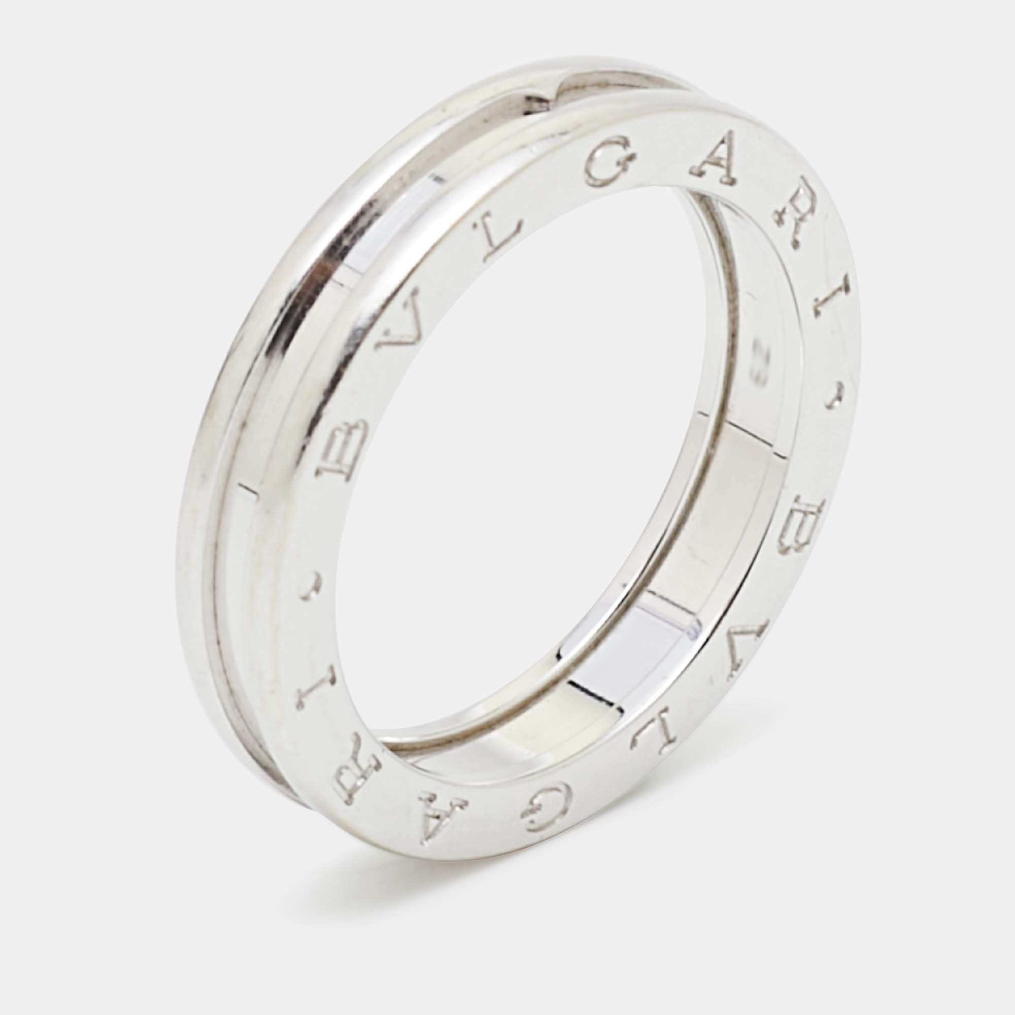 Pre Owned Bvlgari B.Zero1 18k White Gold 1-Band Ring Size 62