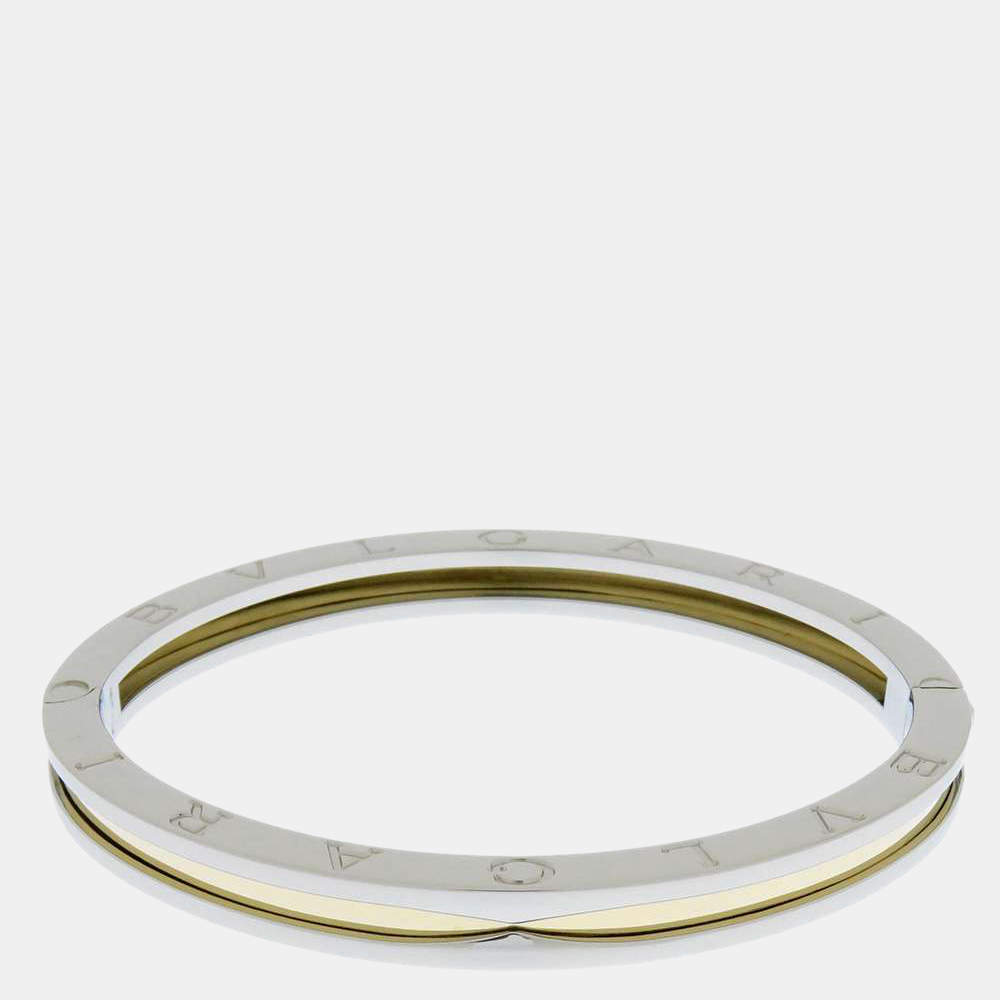 Pre Owned Bvlgari B.Zero1 18K Yellow Gold Stainless Steel Bracelet 19