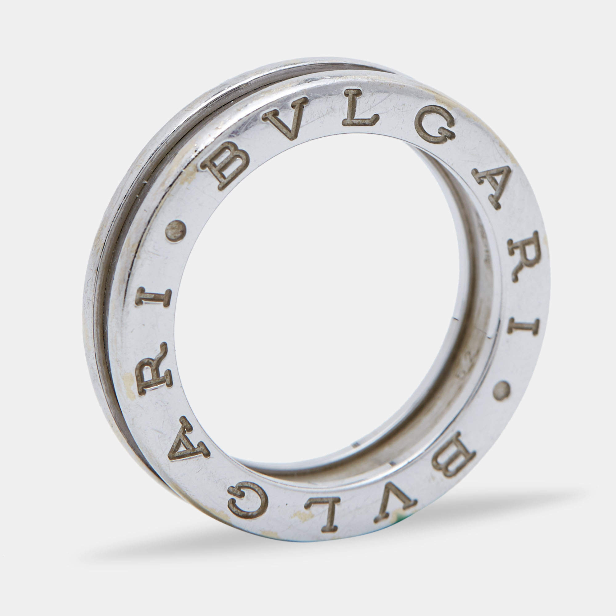 Pre Owned Bvlgari B.Zero1 18k White Gold Band Ring Size 52