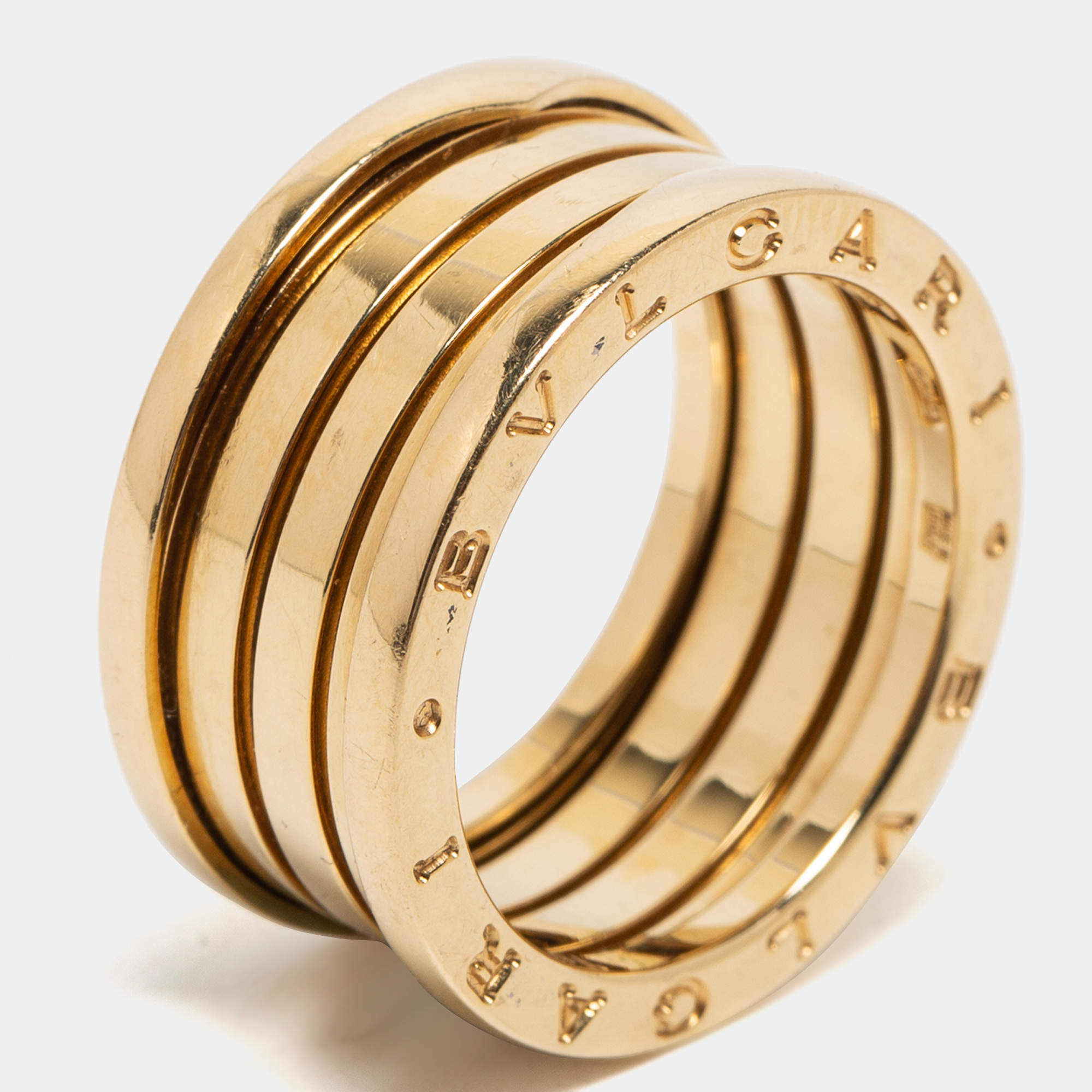 Pre Owned Bvlgari B.Zero1 18k Yellow Gold 4 Band Ring Size 60