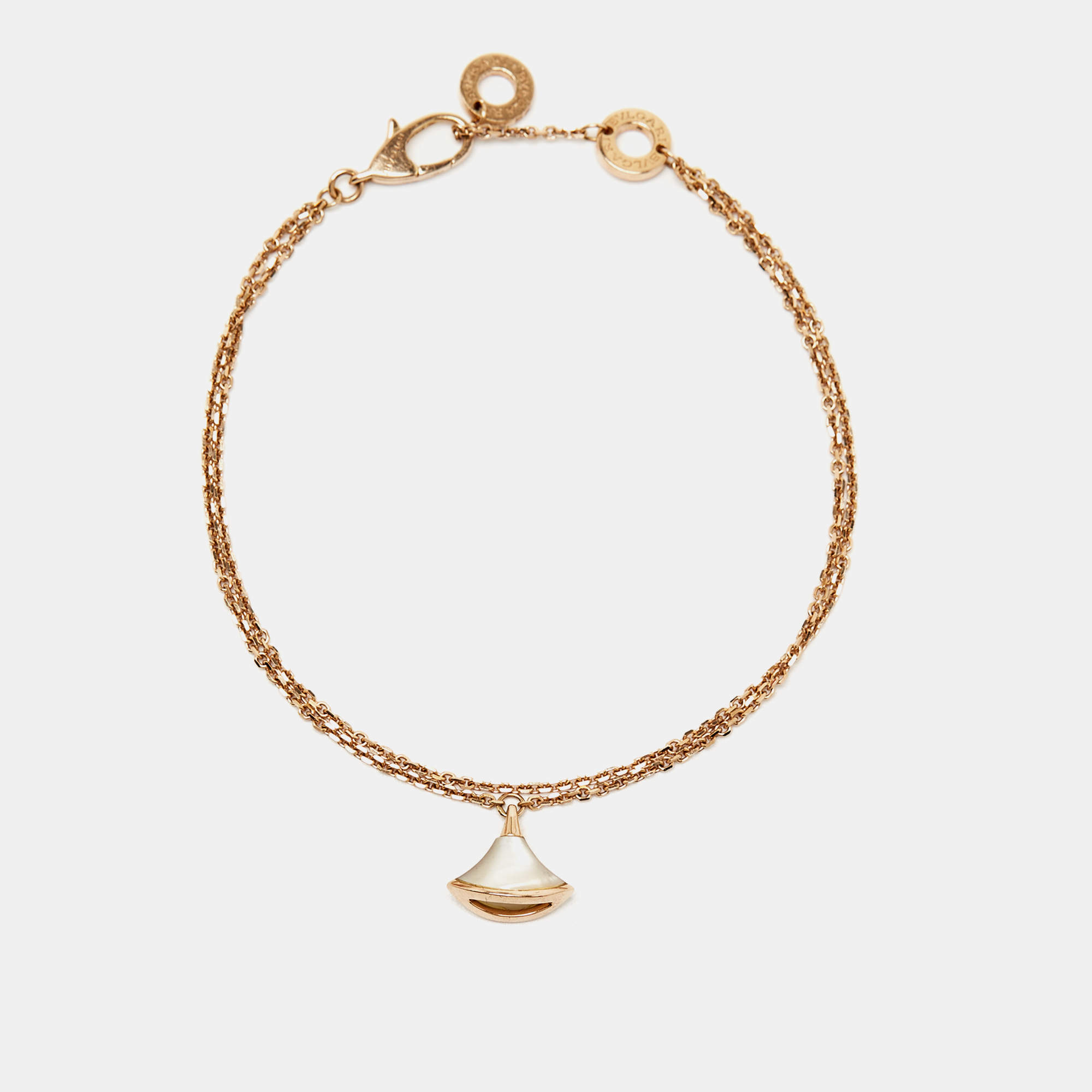 Pre Owned Bvlgari Divas' Dream Mother of Pearl 18k Rose Gold Charm Bracelet