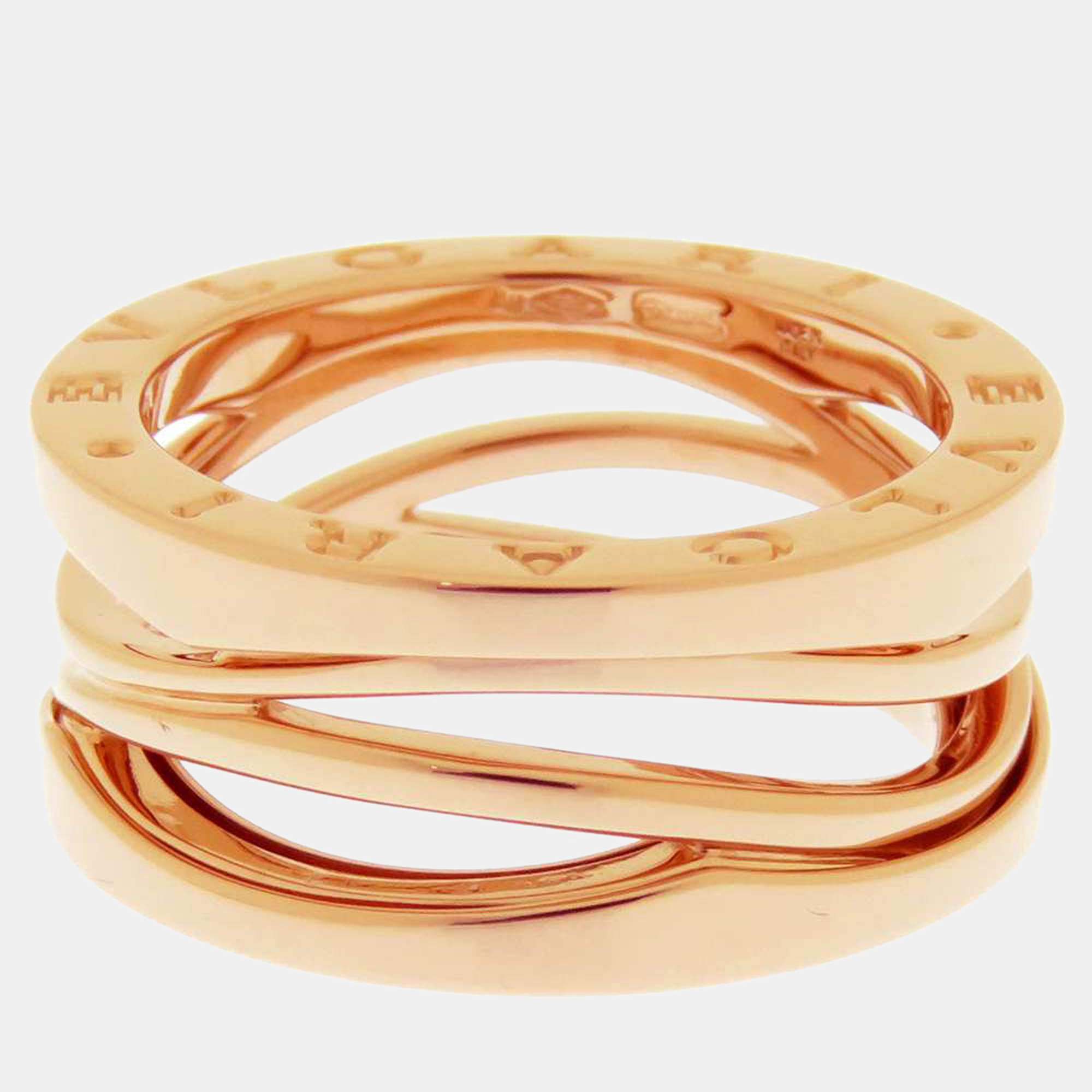 Pre Owned Bvlgari 18K Rose Gold Design Legend Zaha Hadid 3 Bands B.zero1 Ring Size EU 54 - US 6.75