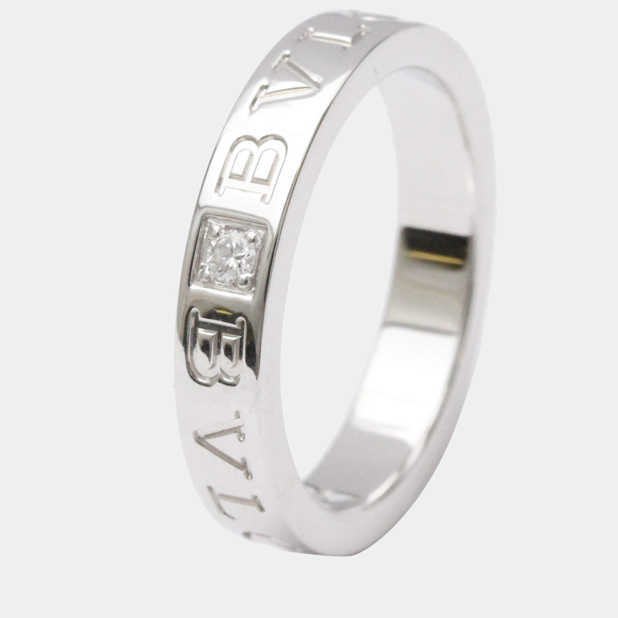 Pre Owned Bvlgari Bvlgari Bvlgari 18K White Gold Diamond Ring EU 57