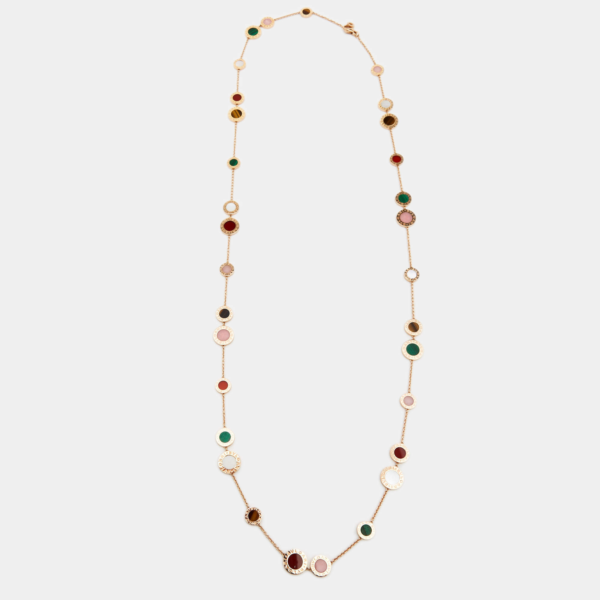 Bvlgari Bvlgari Multi Gemstones 18k Rose Gold Long Station Necklace