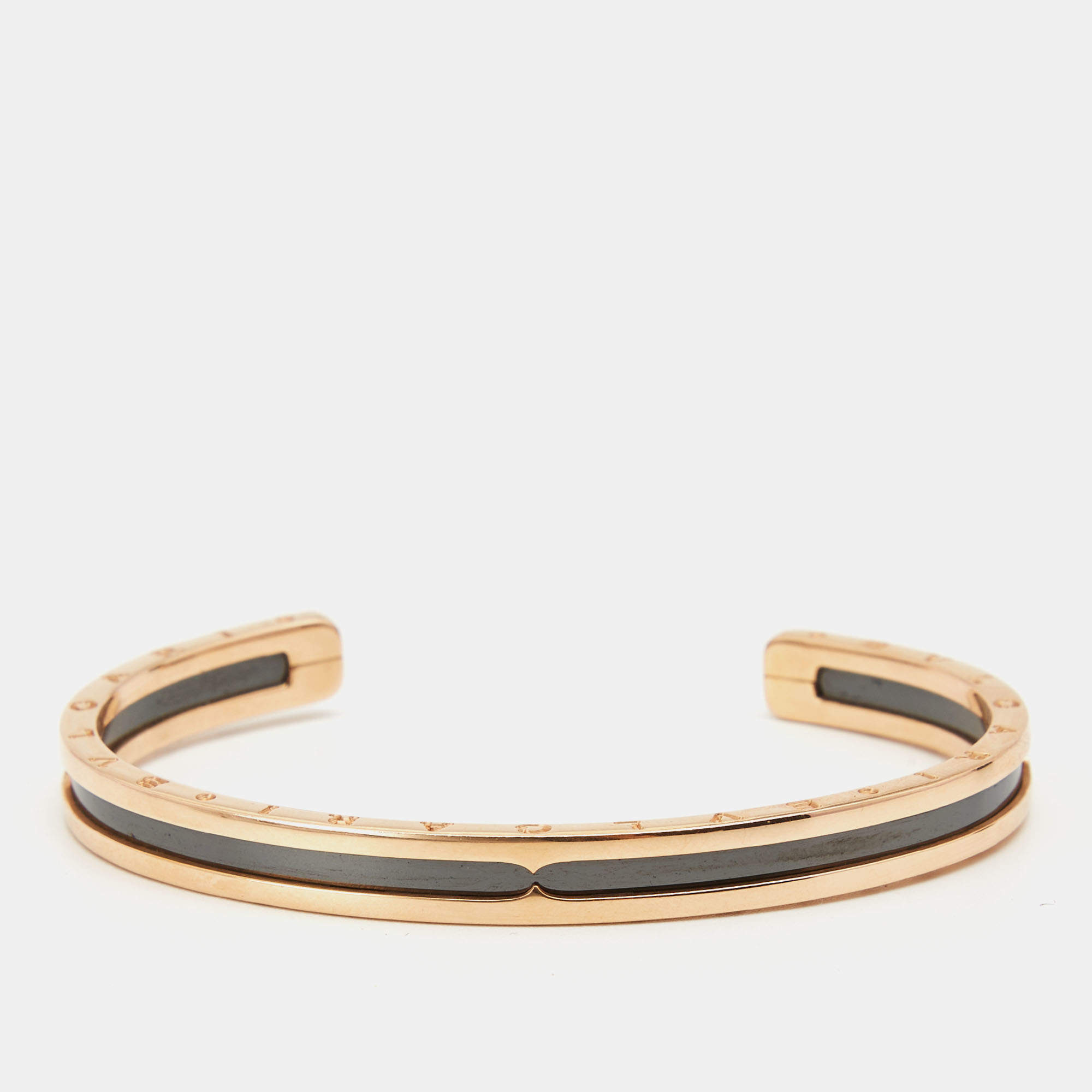 Bvlgari B.Zero1 18k Rose Gold Steel Open Cuff Bracelet SM