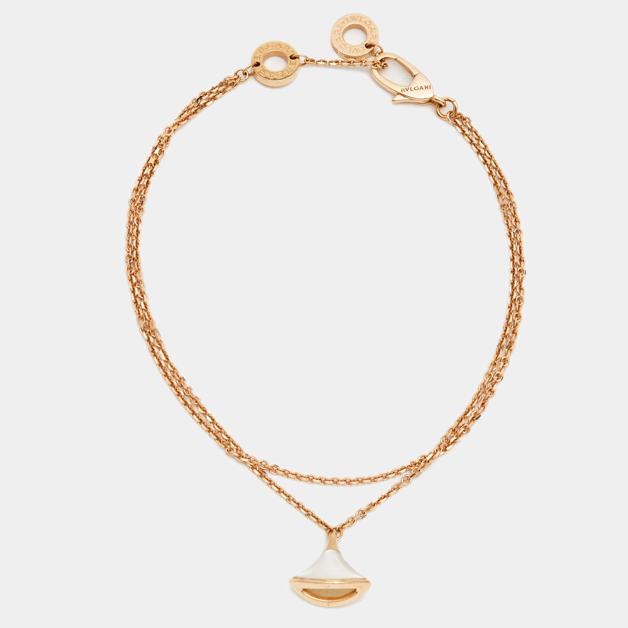 Pre Owned Bvlgari Divas' Dream Mother of Pearl 18k Rose Gold Bracelet SM