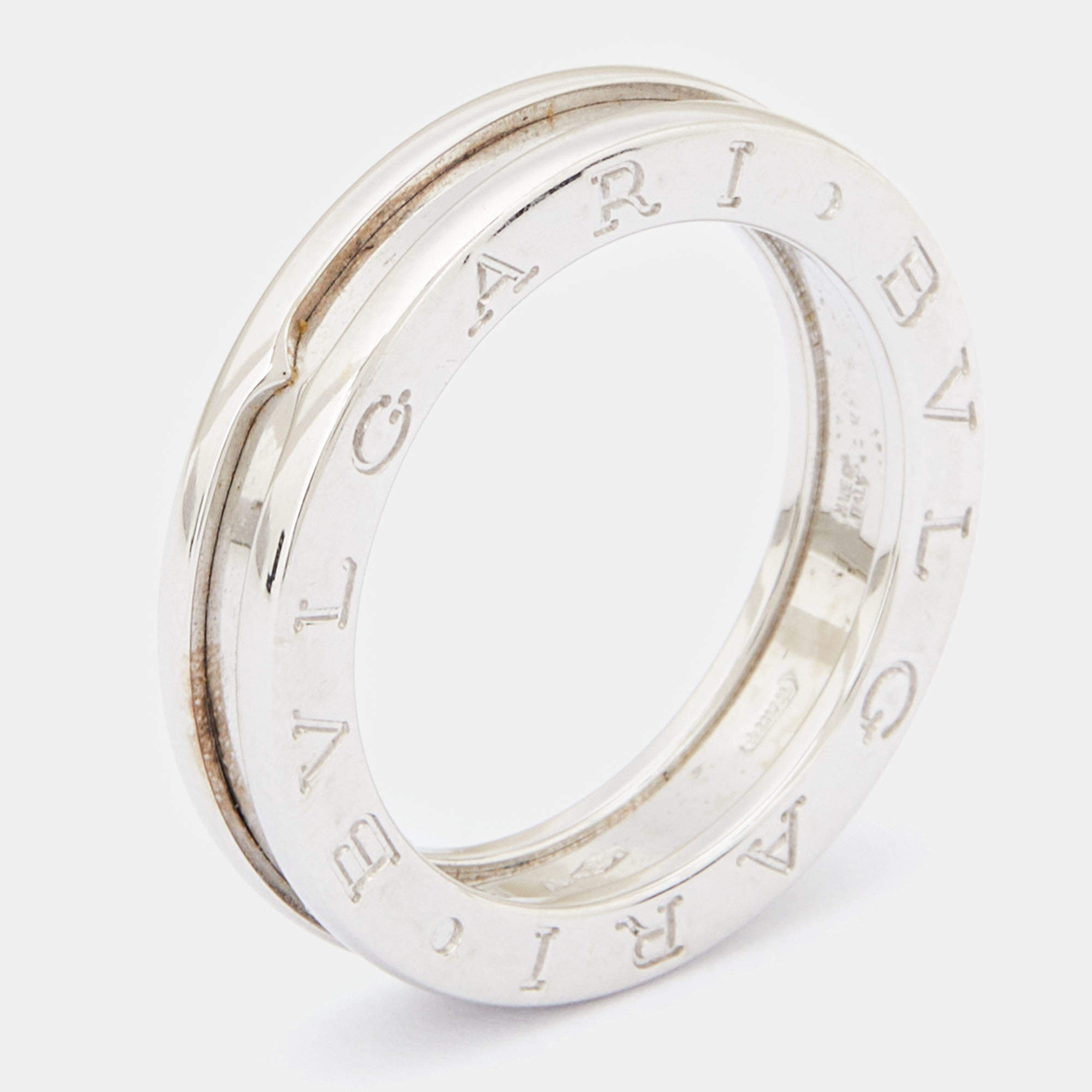 Pre Owned Bvlgari B.Zero1 1-Band 18k White Gold Ring Size 54