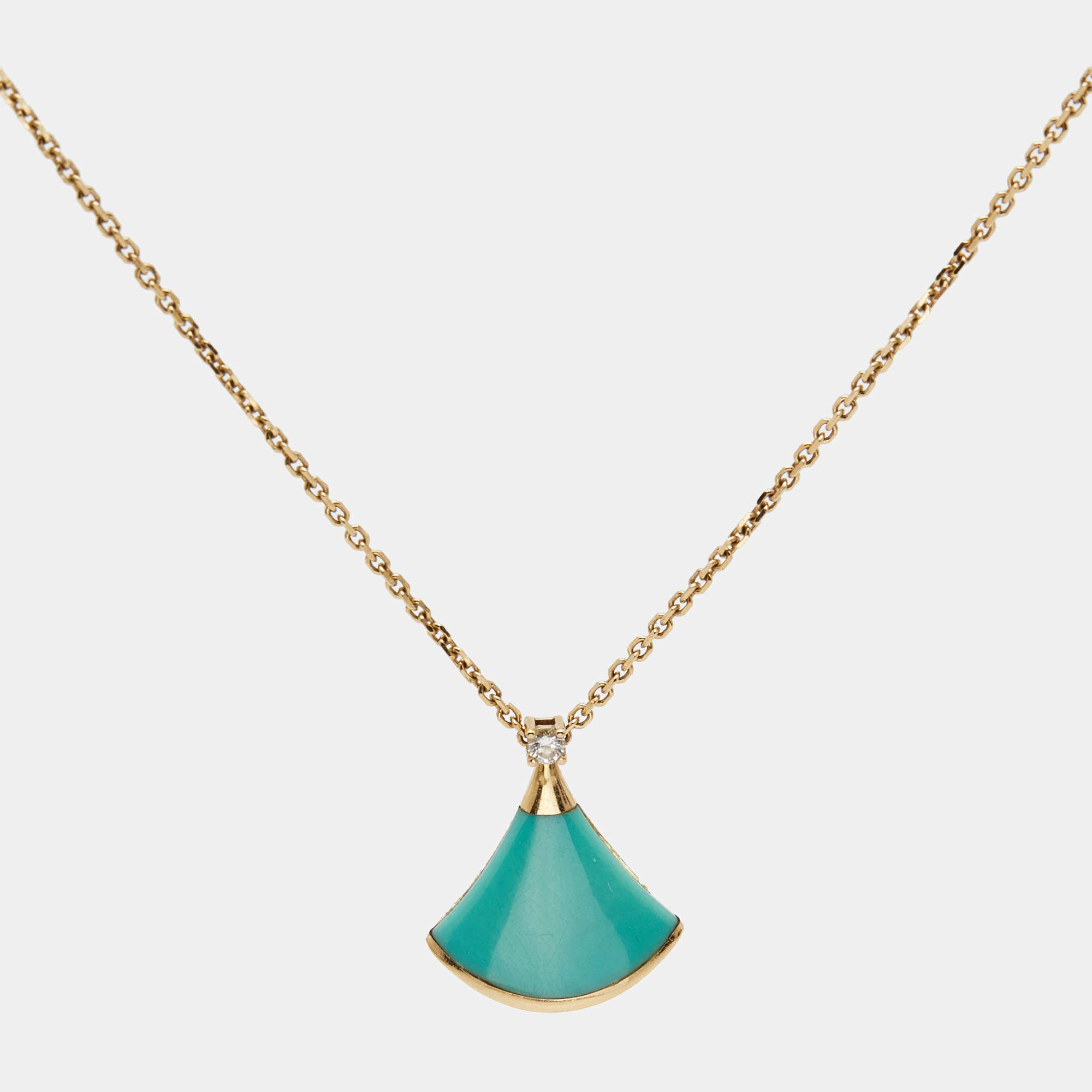 Bvlgari Divas' Dream Turquoise Diamond 18k Rose Gold Necklace
