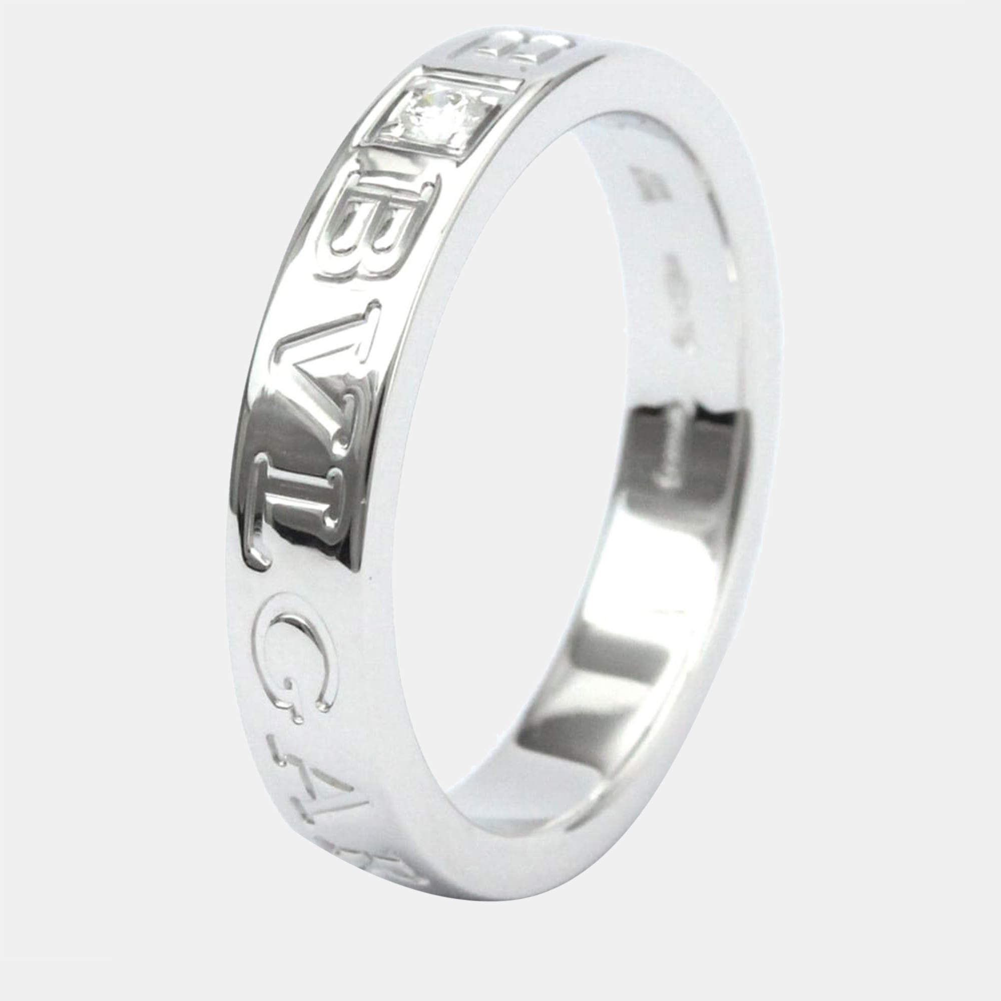 Pre Owned Bvlgari 18K White Gold Diamond Ring EU 56