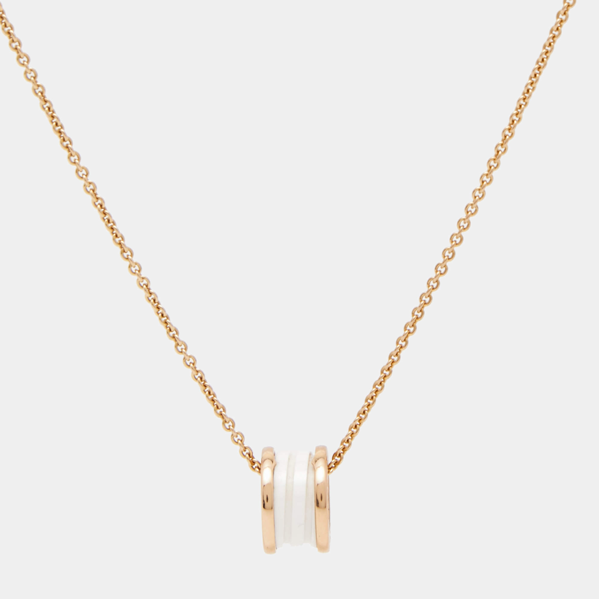 Pre Owned Bvlgari B.Zero1 Ceramic 18k Rose Gold Pendant Necklace