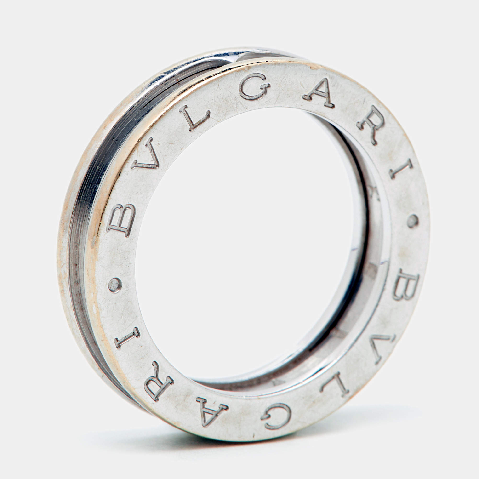 Pre Owned Bvlgari B.Zero1 1-Band 18k White Gold Band Ring Size 54