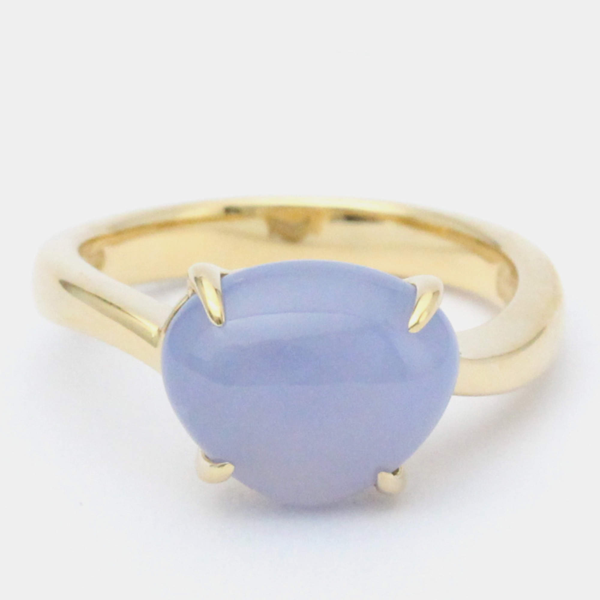 Pre Owned Bvlgari Mediterranean Eden 18K Yellow Gold Chalcedony Ring EU 52