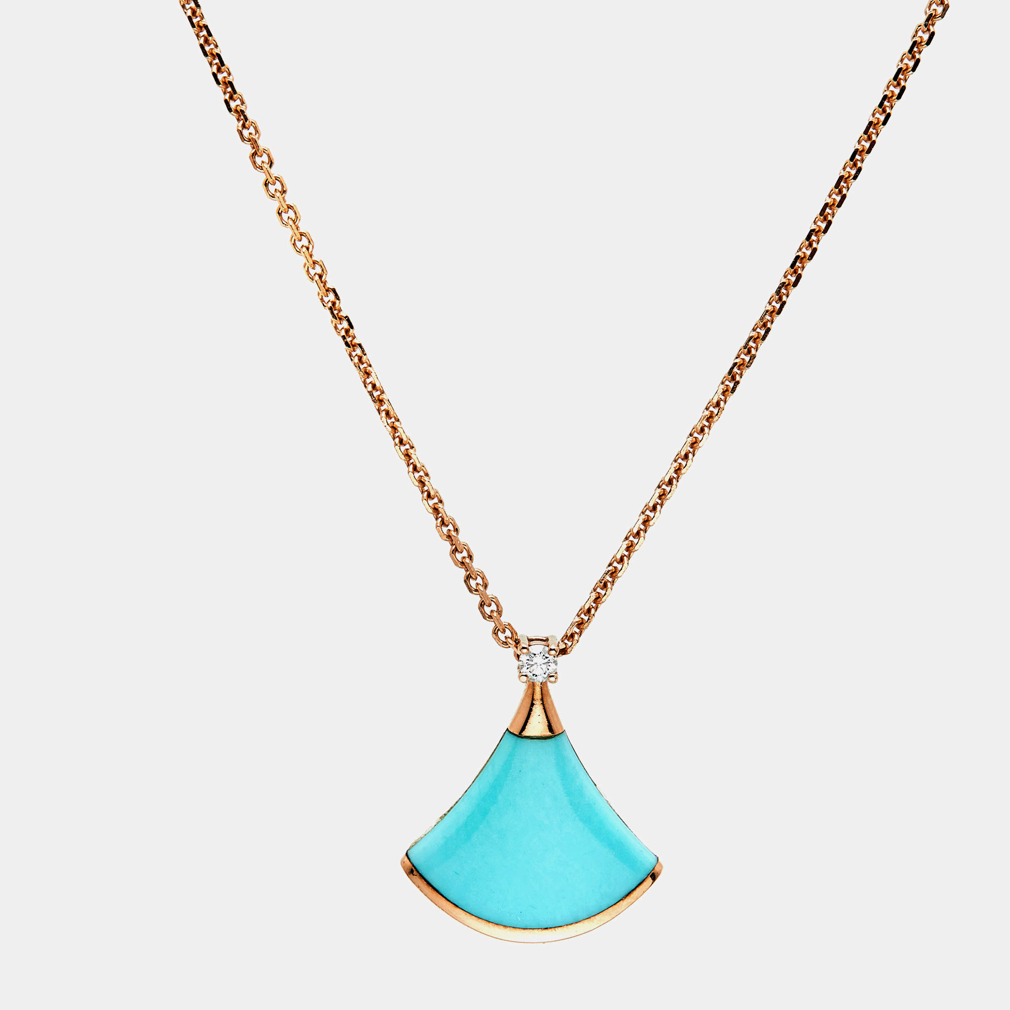 Bvlgari Divas' Dream Turquoise Diamond 18k Rose Gold Necklace