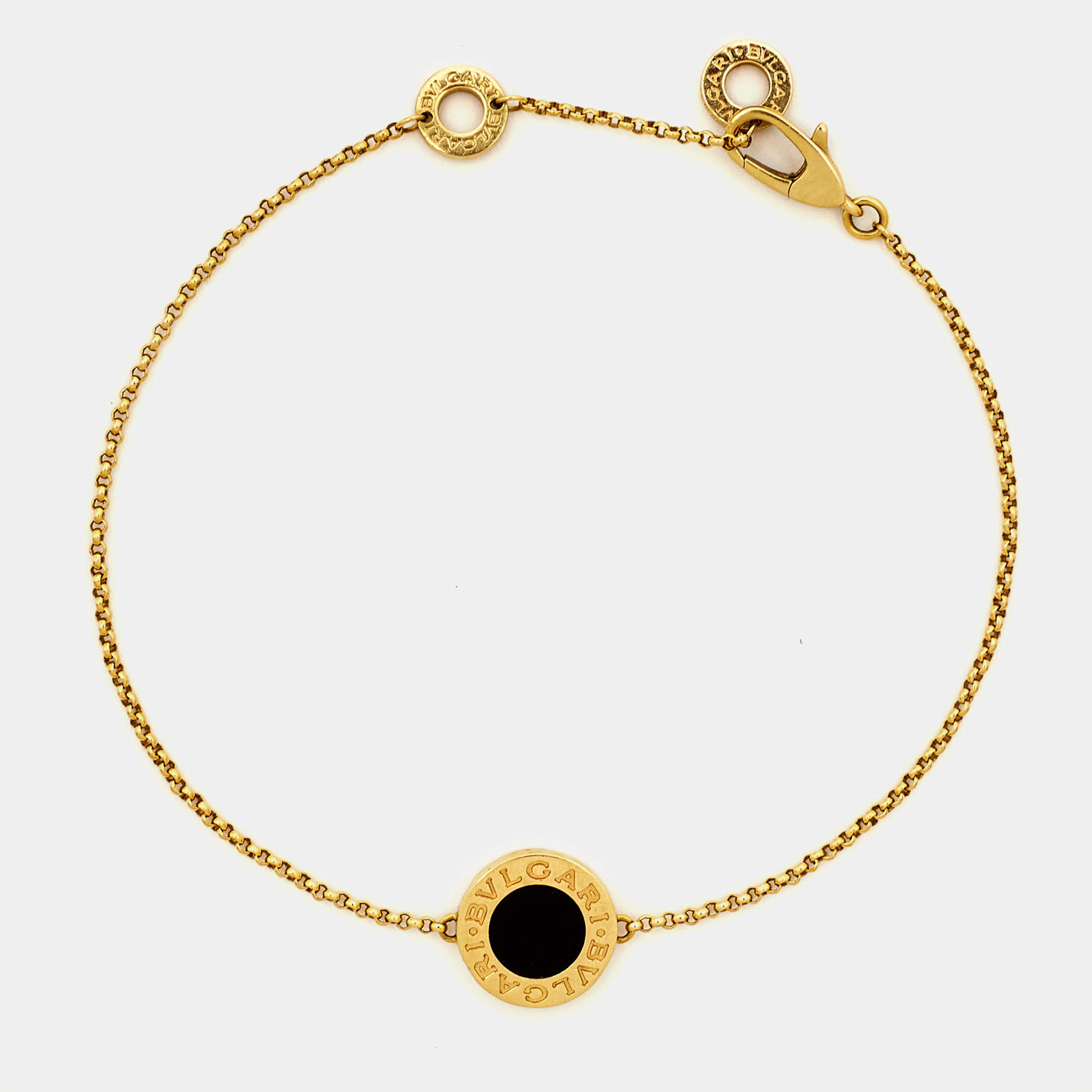 Bvlgari Onyx 18K Yellow Gold Charm Bracelet ML