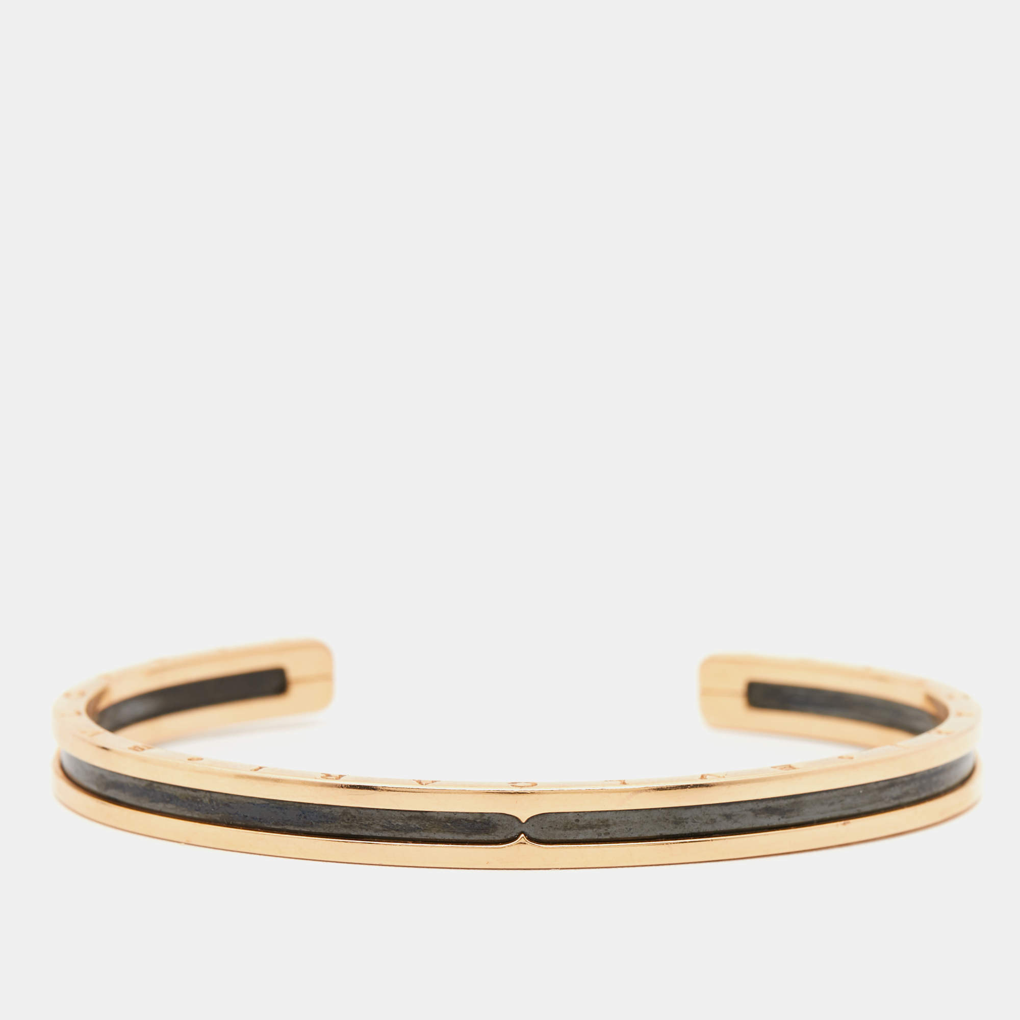 Bvlgari B.Zero1 18k Rose Gold Stainless Steel Open Cuff Bracelet M/L