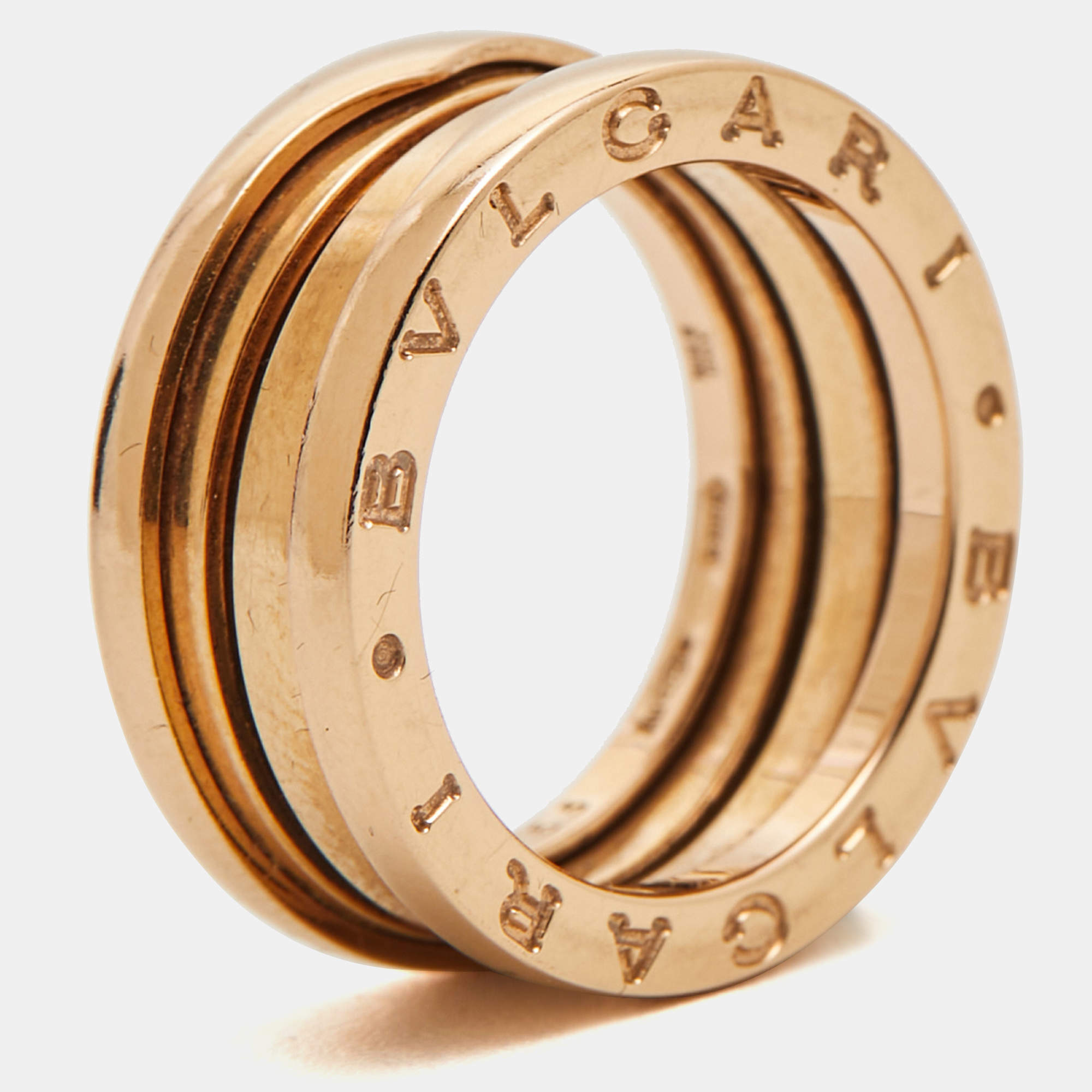 Pre Owned Bvlgari B.Zero1 18k Rose Gold Ring Size 53