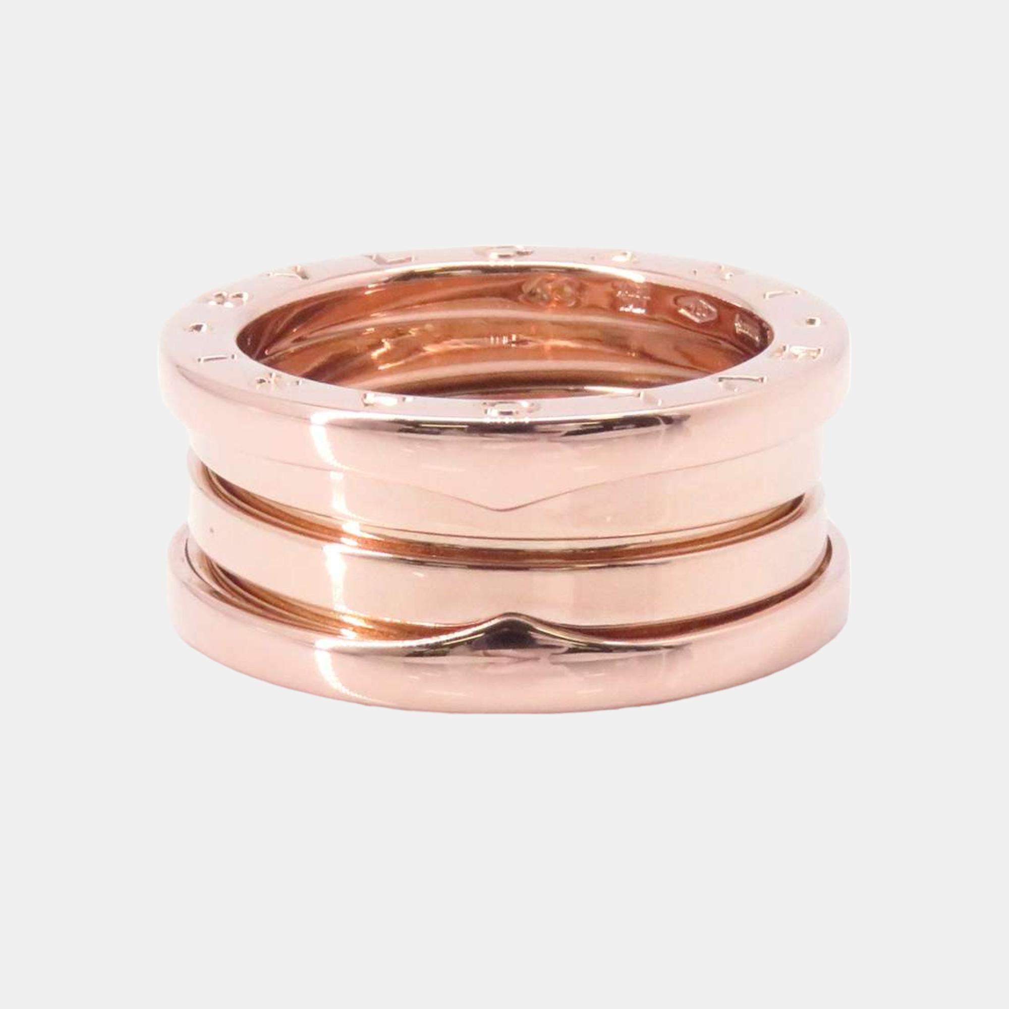 Pre Owned Bvlgari 18K Rose Gold B.Zero1 Two-Band Ring Size 49 