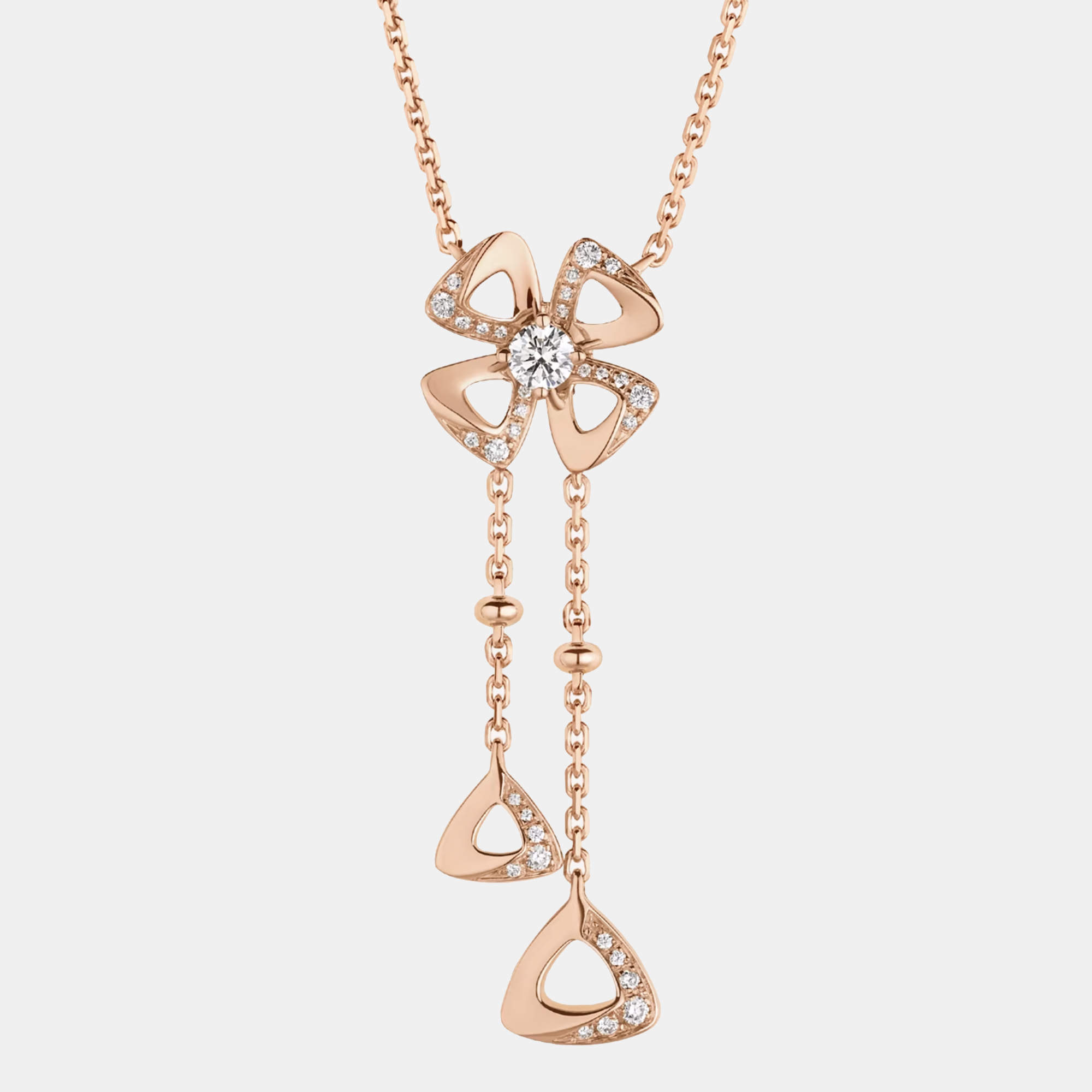 Pre Owned Bvlgari Fiorever Diamonds 18k Rose Gold Necklace