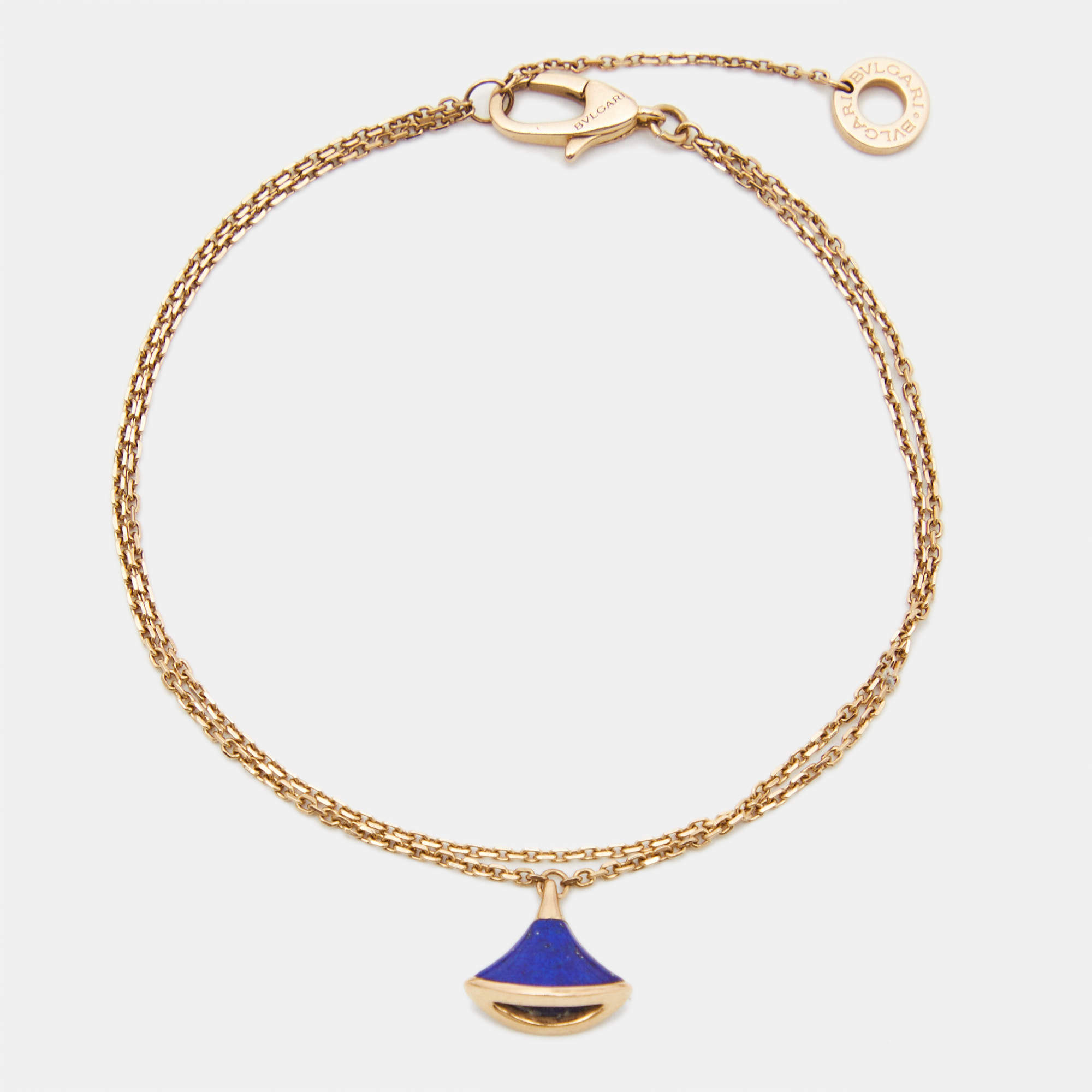 Pre Owned Bvlgari Divas' Dream Lapis Lazuli 18k Rose Gold Bracelet SM