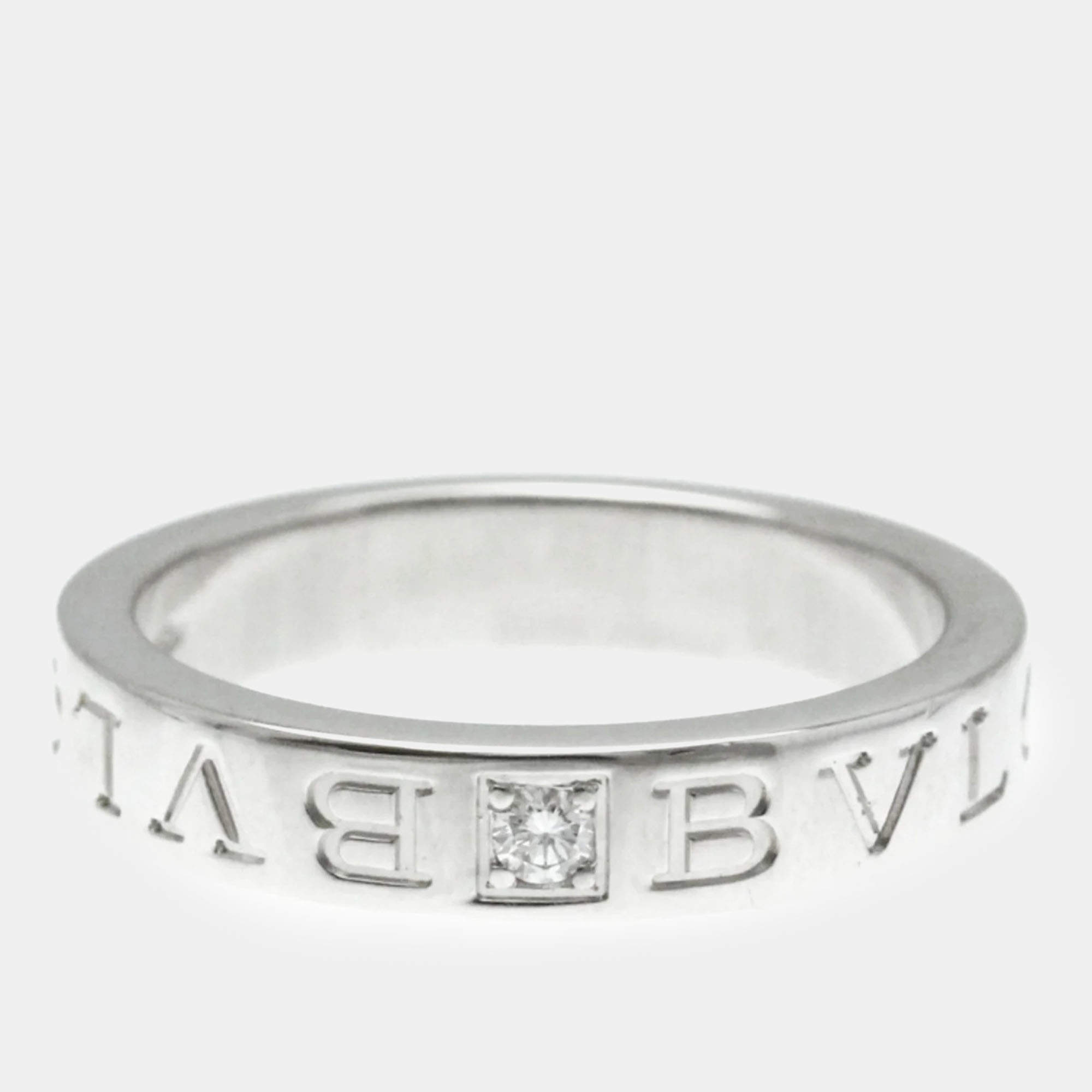 Bvlgari 18K White Gold and Diamond Bvlgari Bvlgari Band Ring EU 54