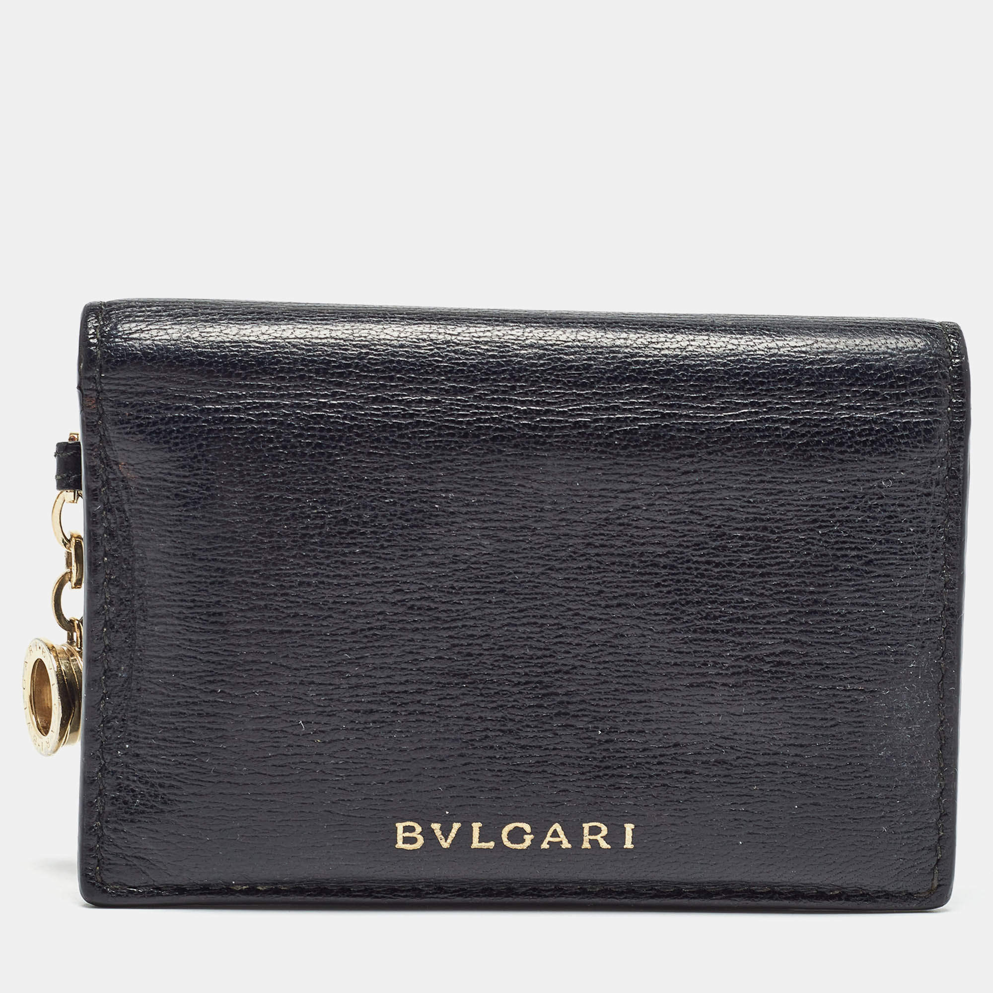 Pre Owned Bvlgari Black Leather B.Zero1 Card Holder