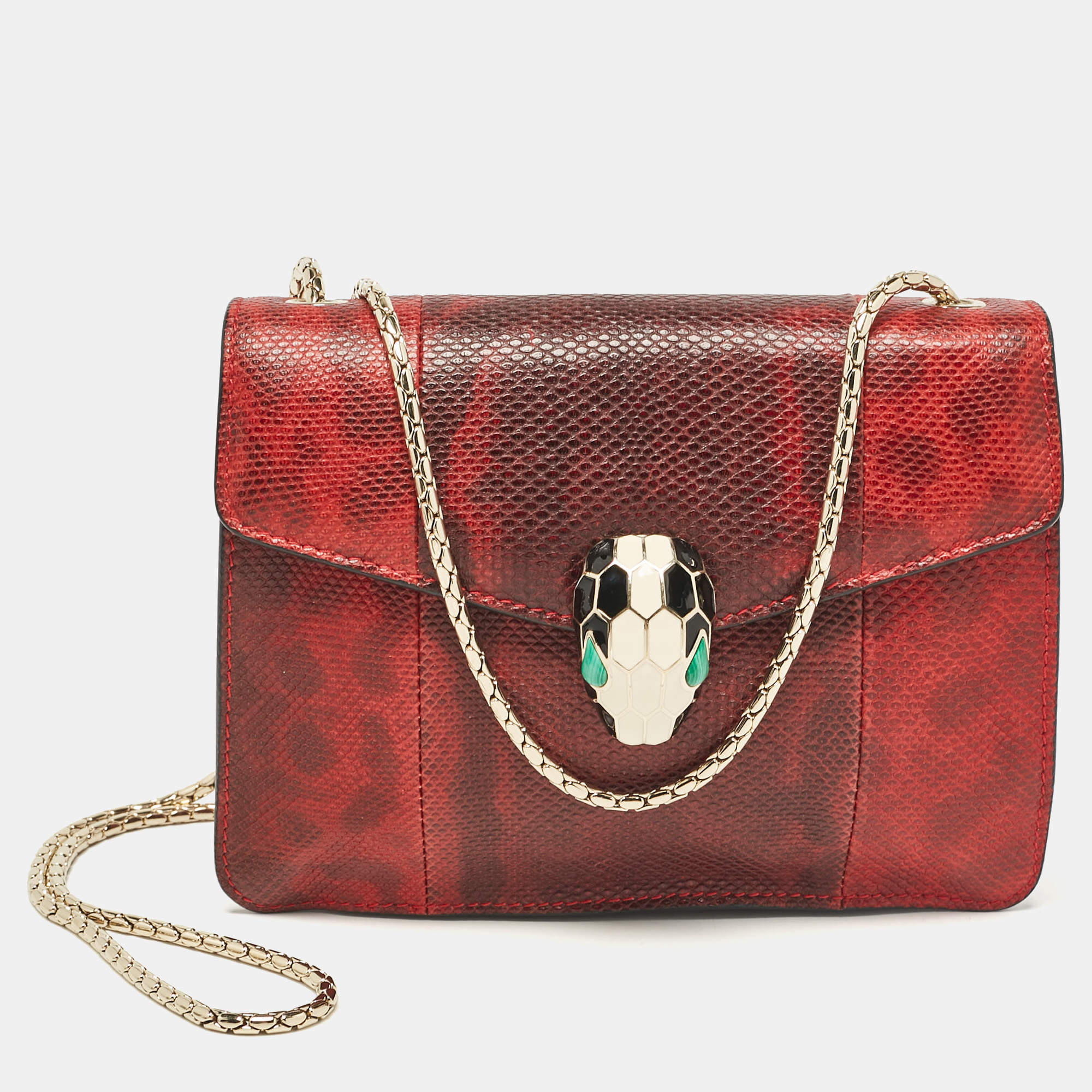 Bvlgari Red/Black Karung Leather Serpenti Forever Crossbody Bag