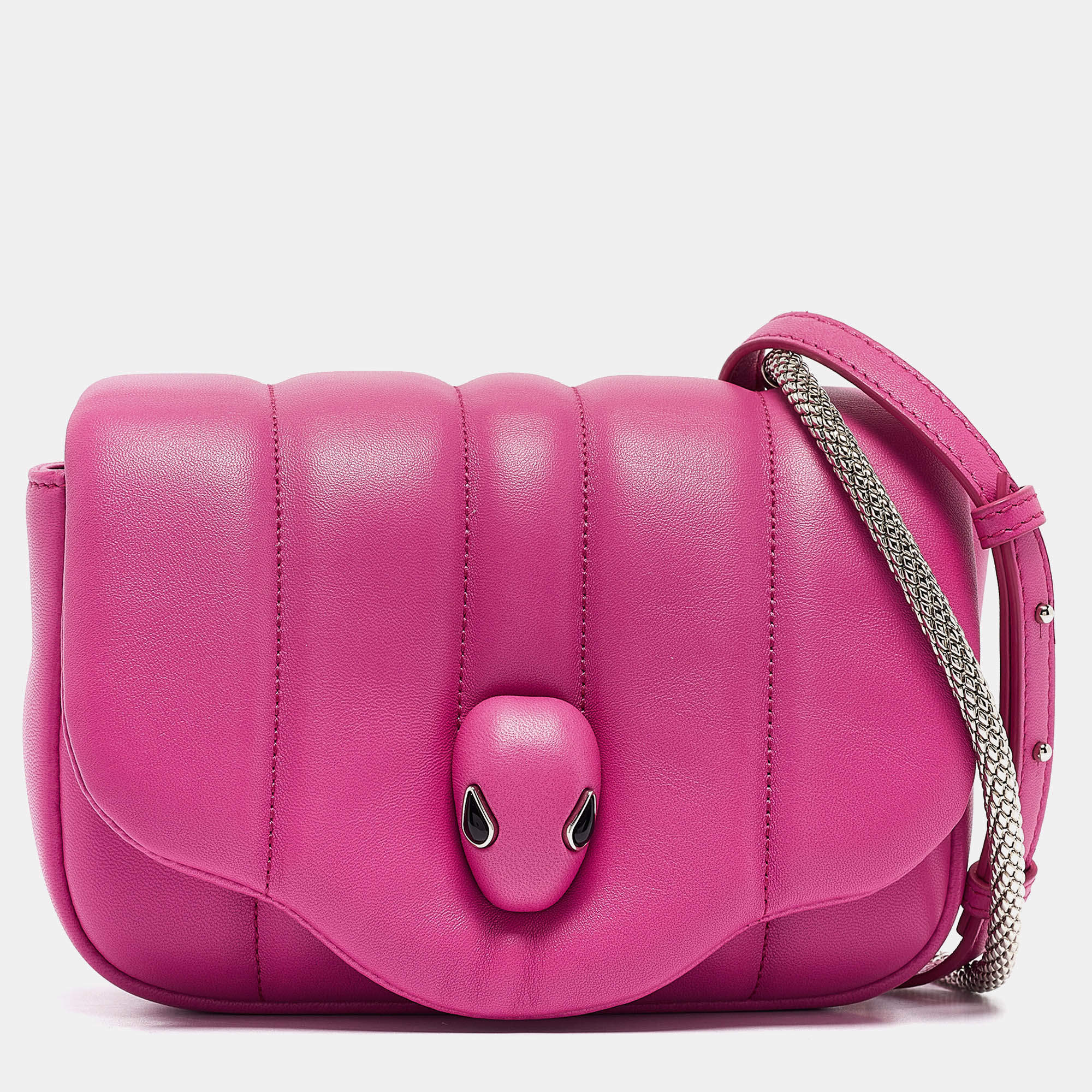 مملوكة مسبقًا Bvlgari x Ambush Pink Leather Serpenti Shoulder Bag