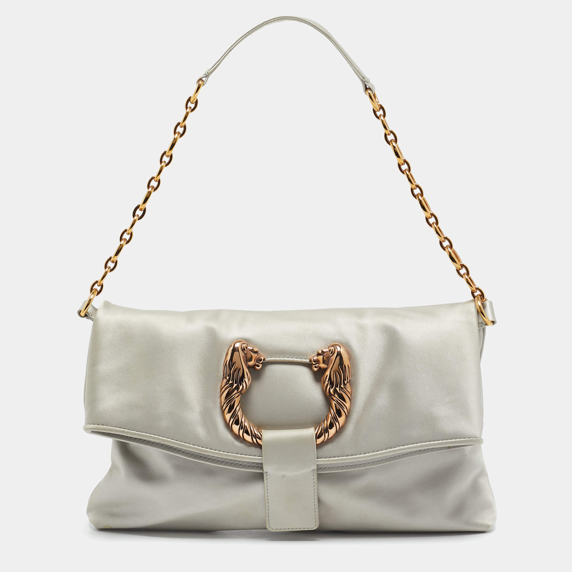 مملوكة مسبقًا Bvlgari Light Grey Leather Leoni Shoulder Bag