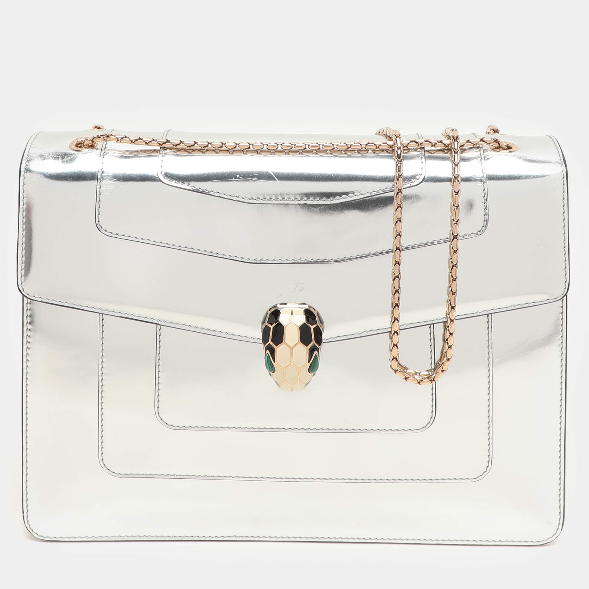 Bvlgari Mirror Leather Large Serpenti Forever Shoulder Bag
