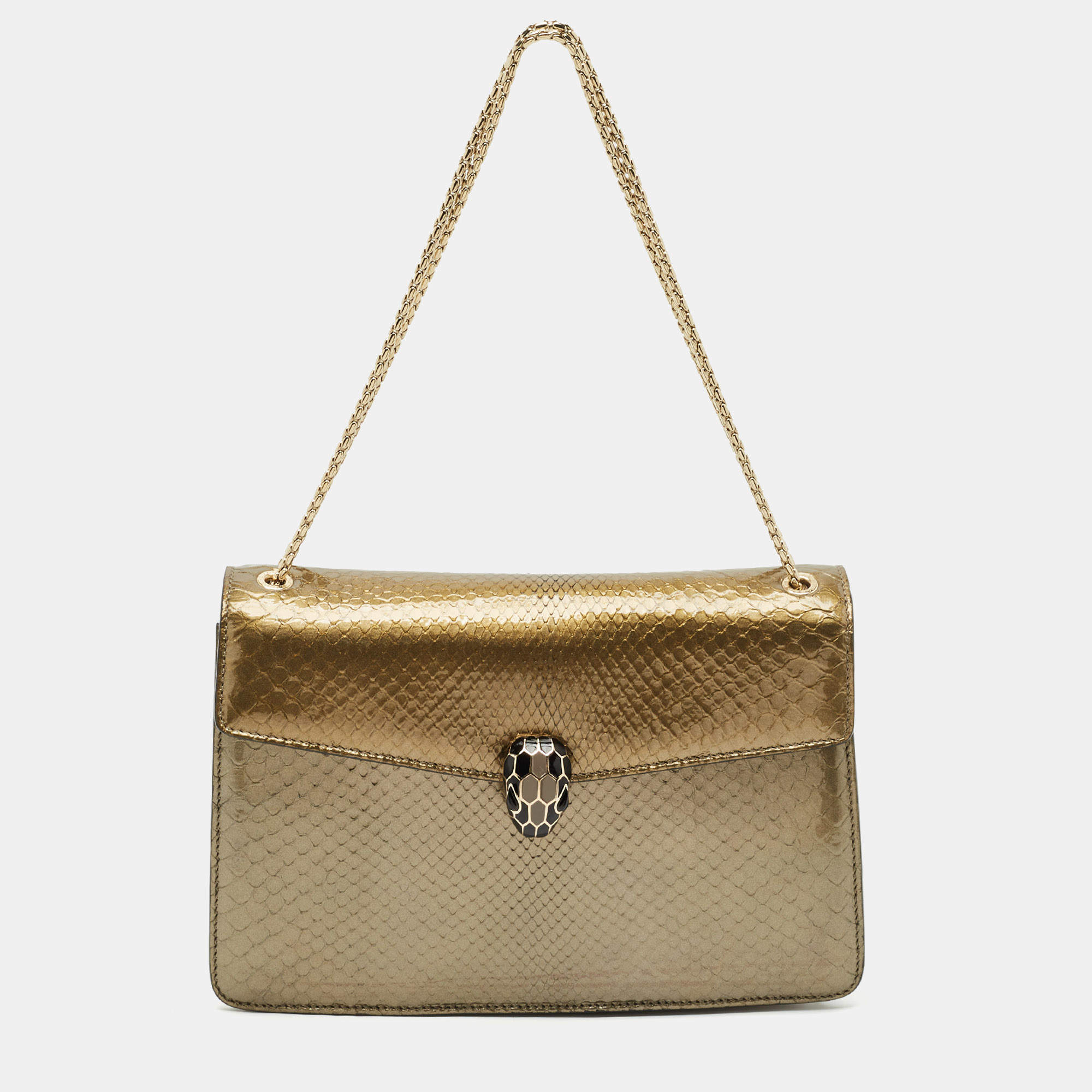 Bvlgari Olive Green Medium Serpenti Forever Flap Shoulder Bag