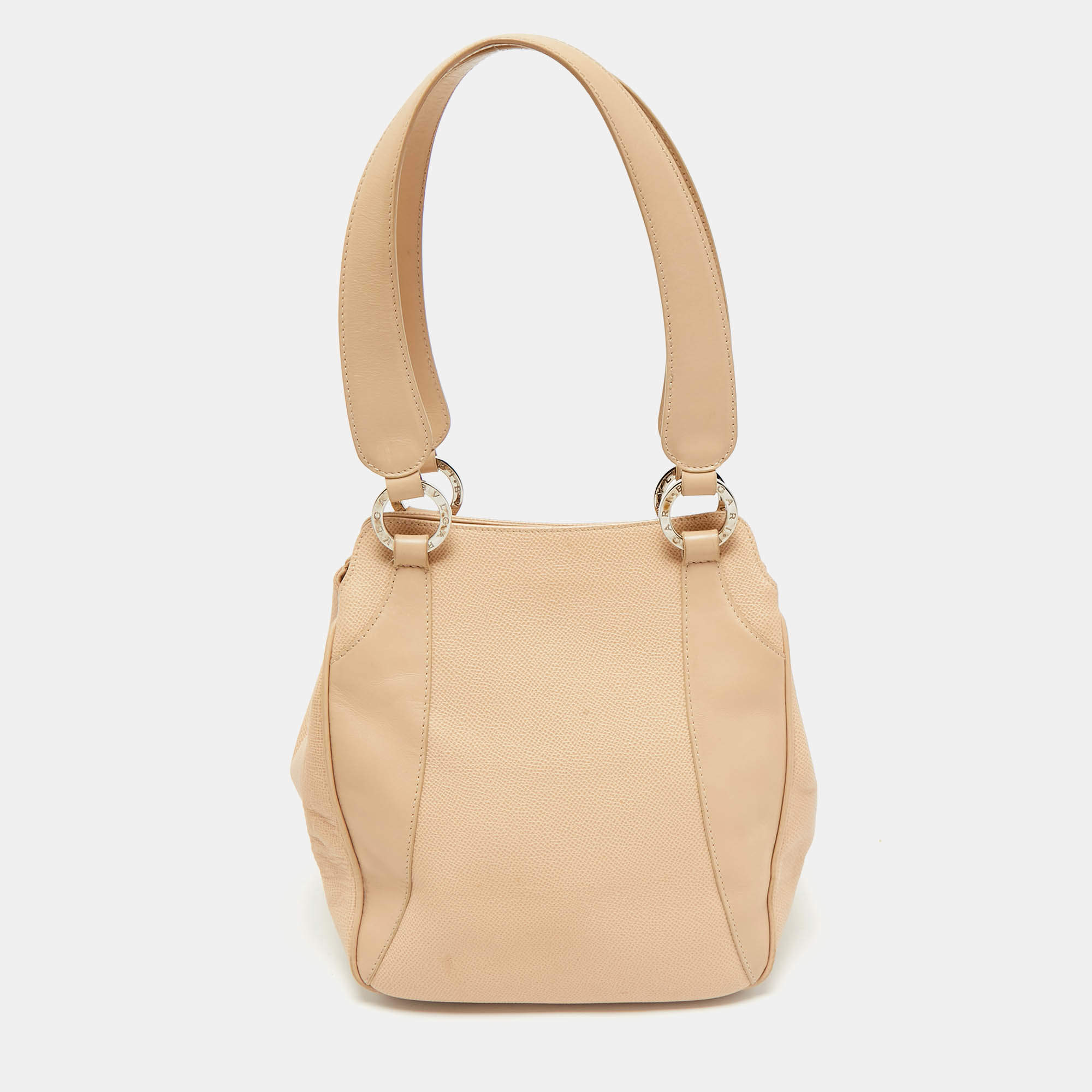 Bvlgari Beige Leather Small Tote