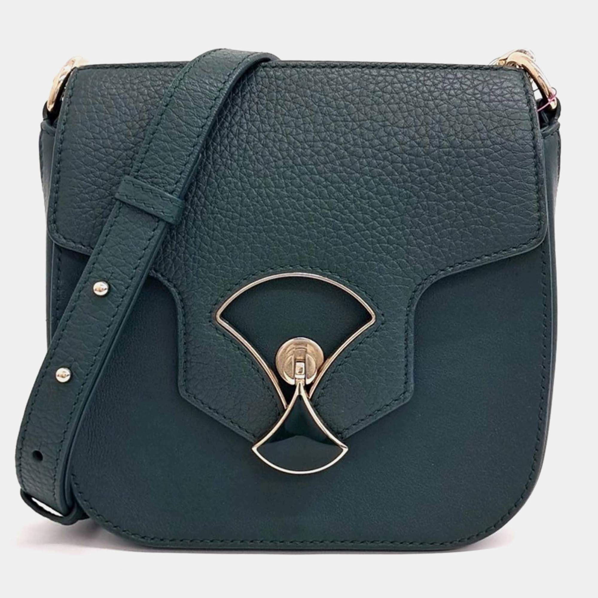 Pre Owned Bvlgari Green Leather crossbody bag