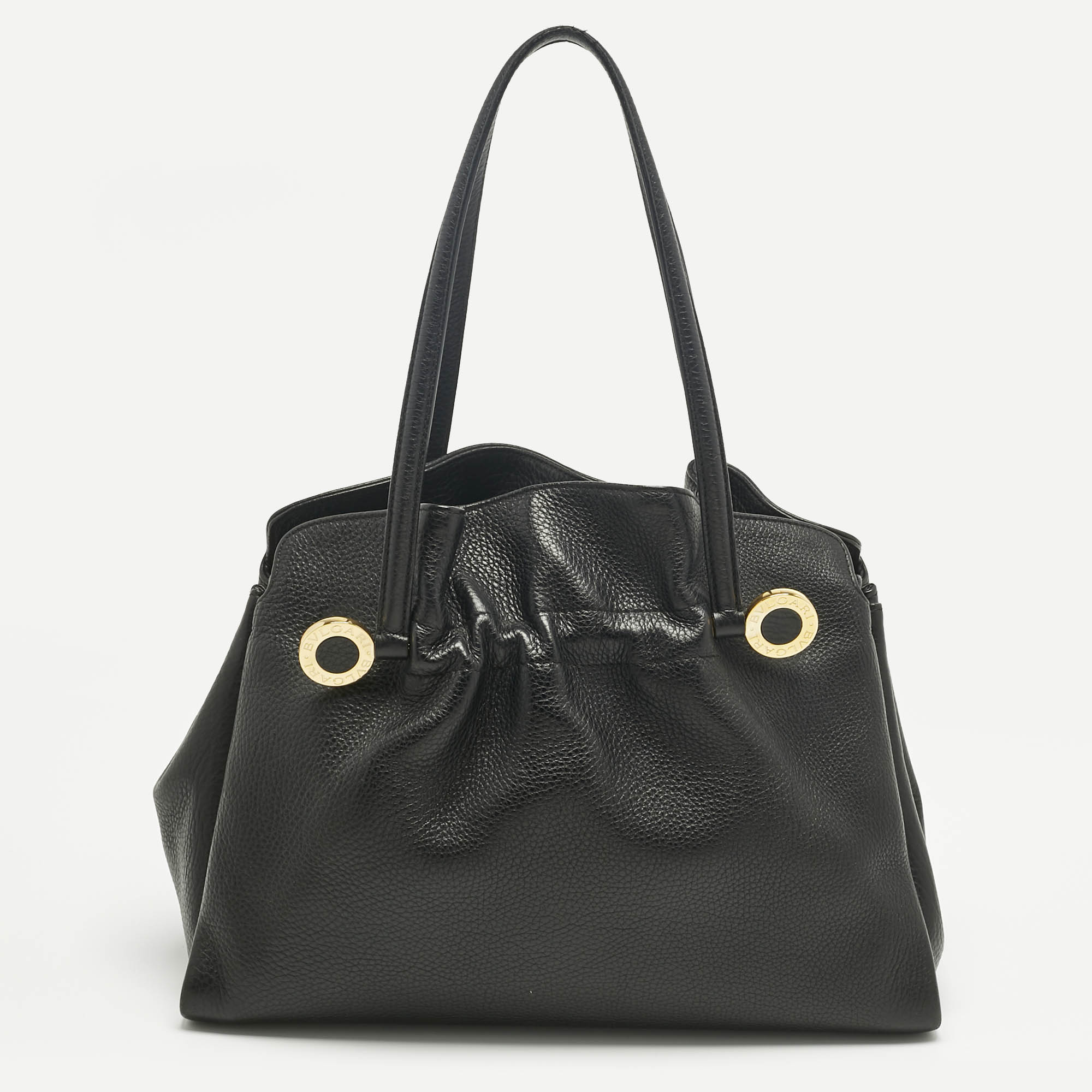 Pre Owned Bvlgari Black Leather Twist Tote